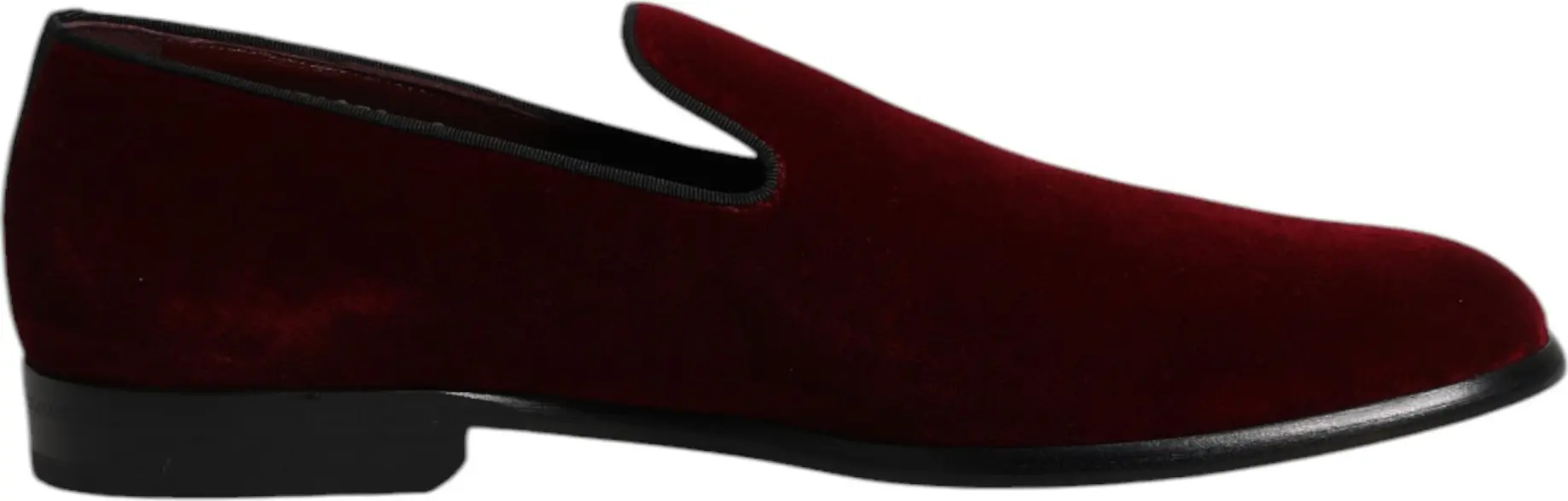 Red Cotton Velvet Slip On Loafers Formal Shoes Dolce & Gabbana