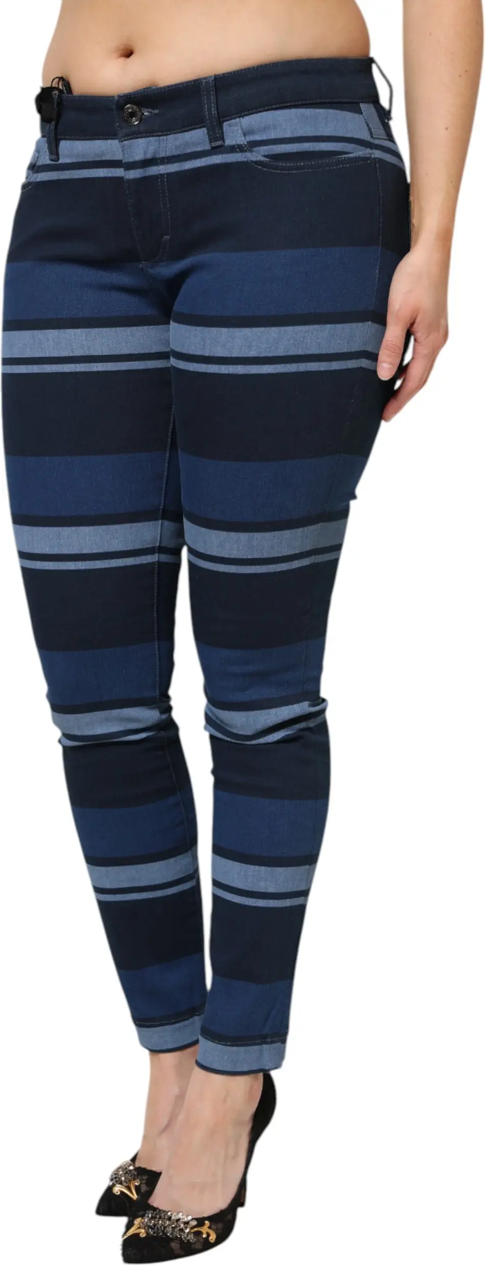 Blue Striped Cotton Stretch Denim Jeans Dolce & Gabbana