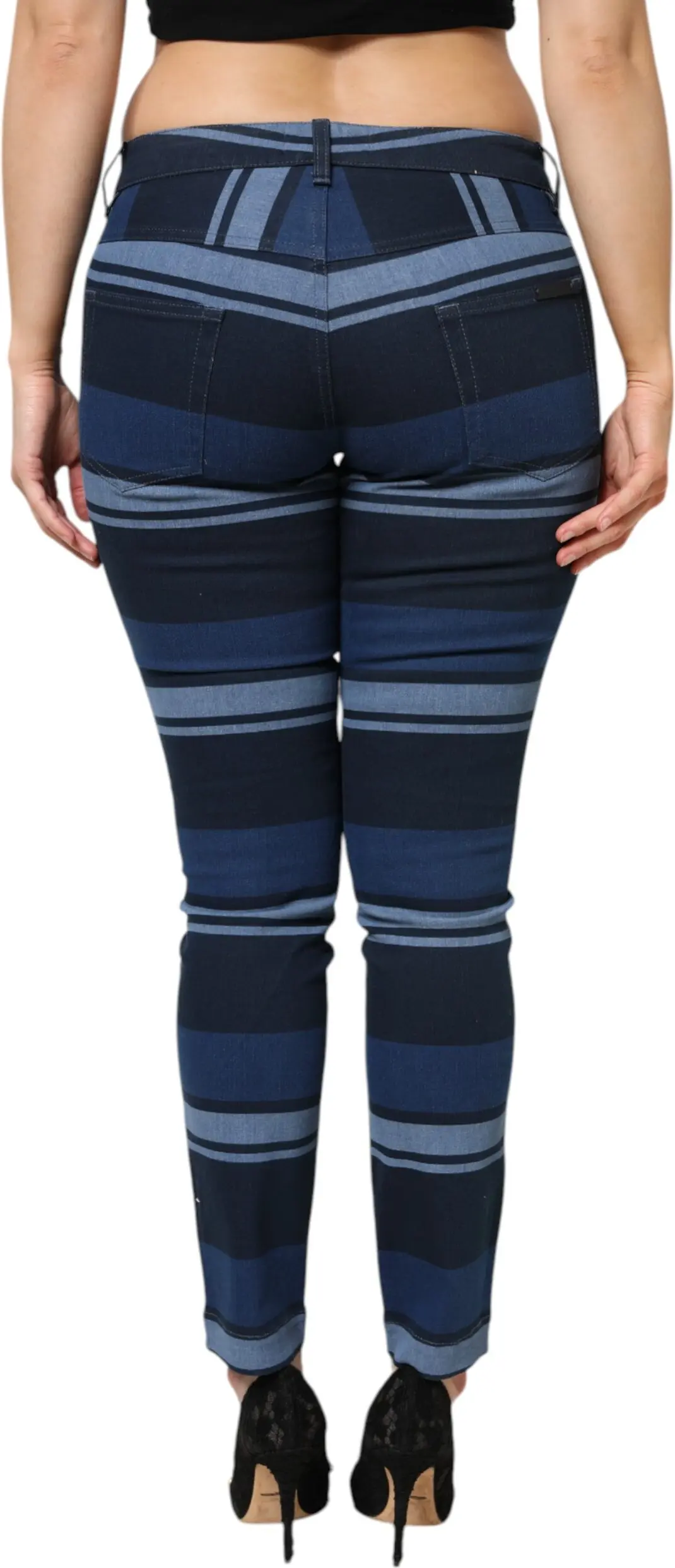 Blue Striped Cotton Stretch Denim Jeans Dolce & Gabbana