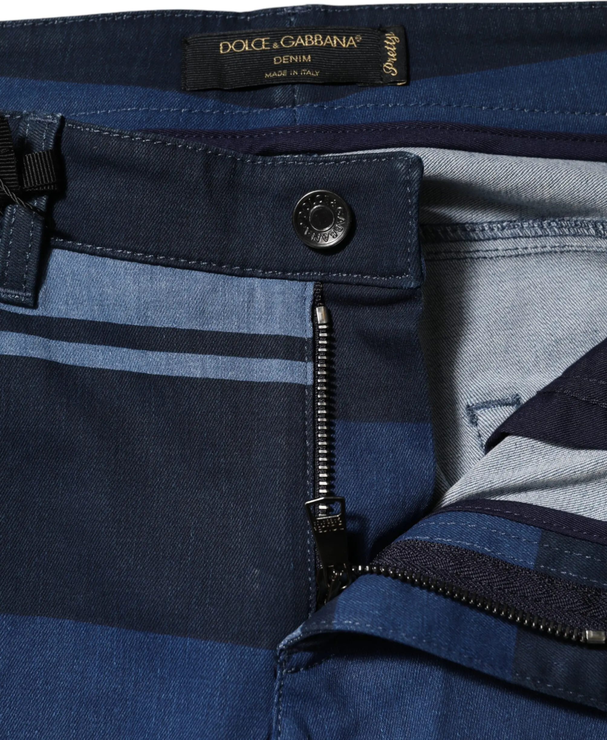 Blue Striped Cotton Stretch Denim Jeans Dolce & Gabbana
