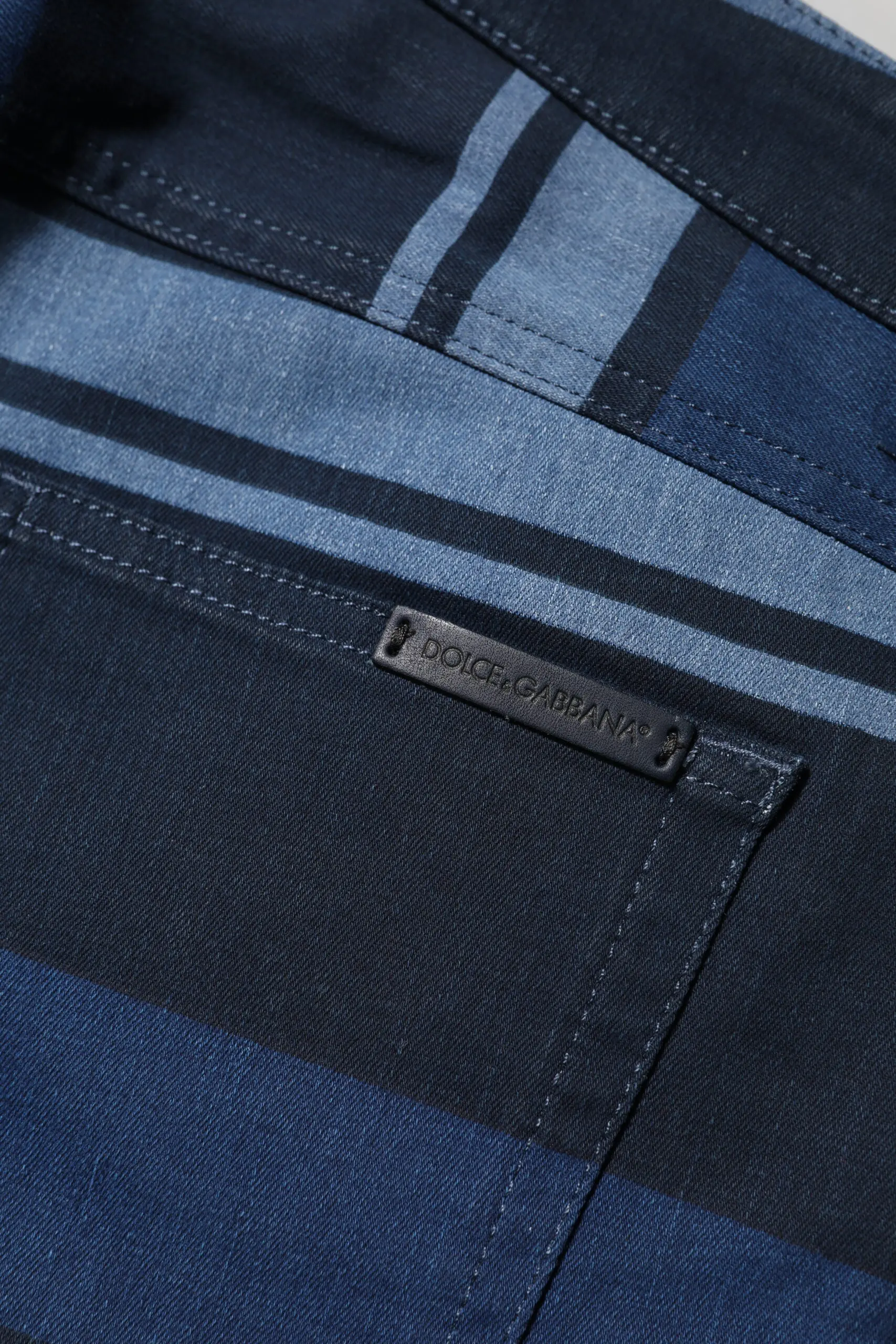 Blue Striped Cotton Stretch Denim Jeans Dolce & Gabbana