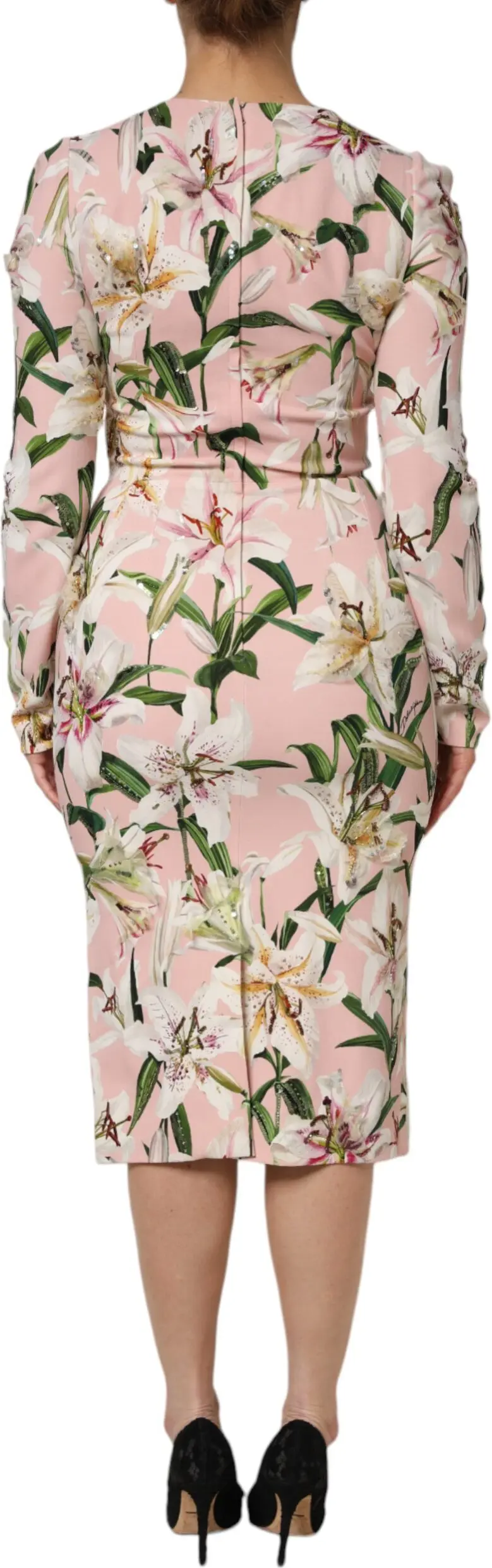 Pink Lily Viscose Sheath Stretch Midi Dress Dolce & Gabbana
