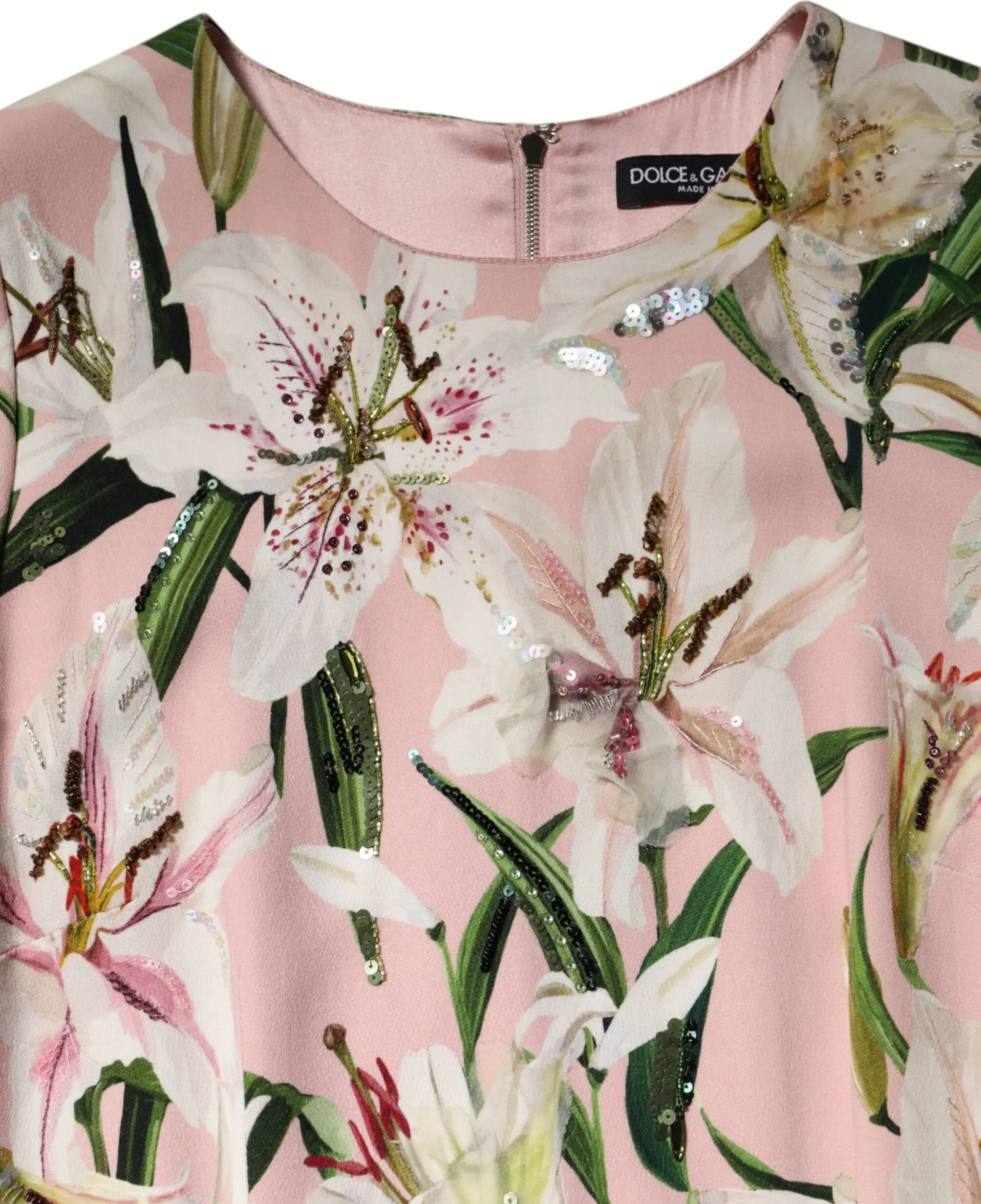 Pink Lily Viscose Sheath Stretch Midi Dress Dolce & Gabbana