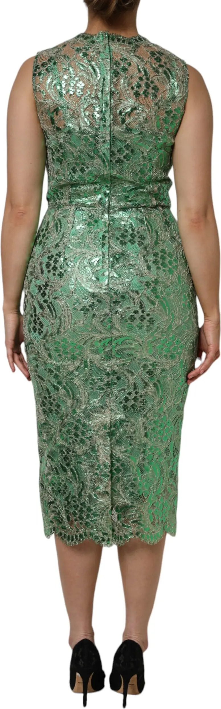 Yashil Paxta Gul Shunga Bichilgan Midi Kiyim Dolce & Gabbana