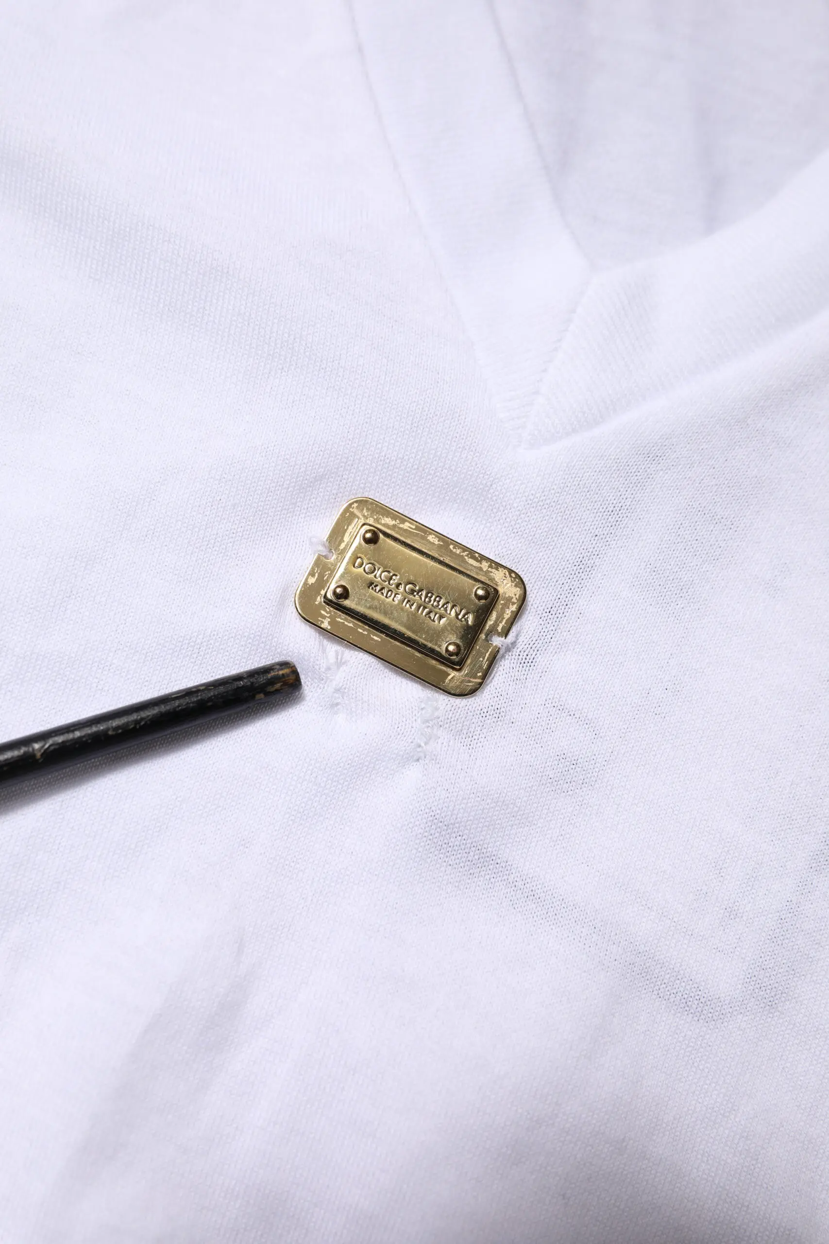 White Cotton Short Sleeve V-Neck Top T-shirt Dolce & Gabbana