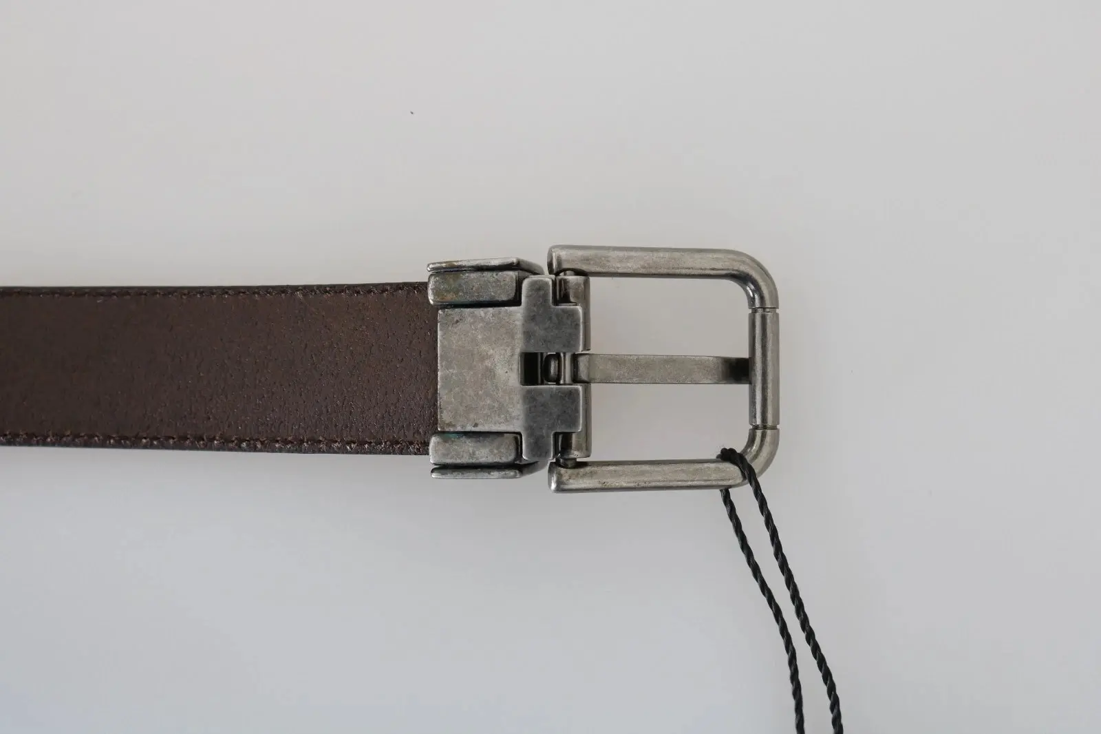 Belt Dolce & Gabbana Blue Perforated Leather Gray Buckle Belt
