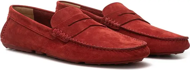 Bally Bordeaux charm uchun teri mokasinlar