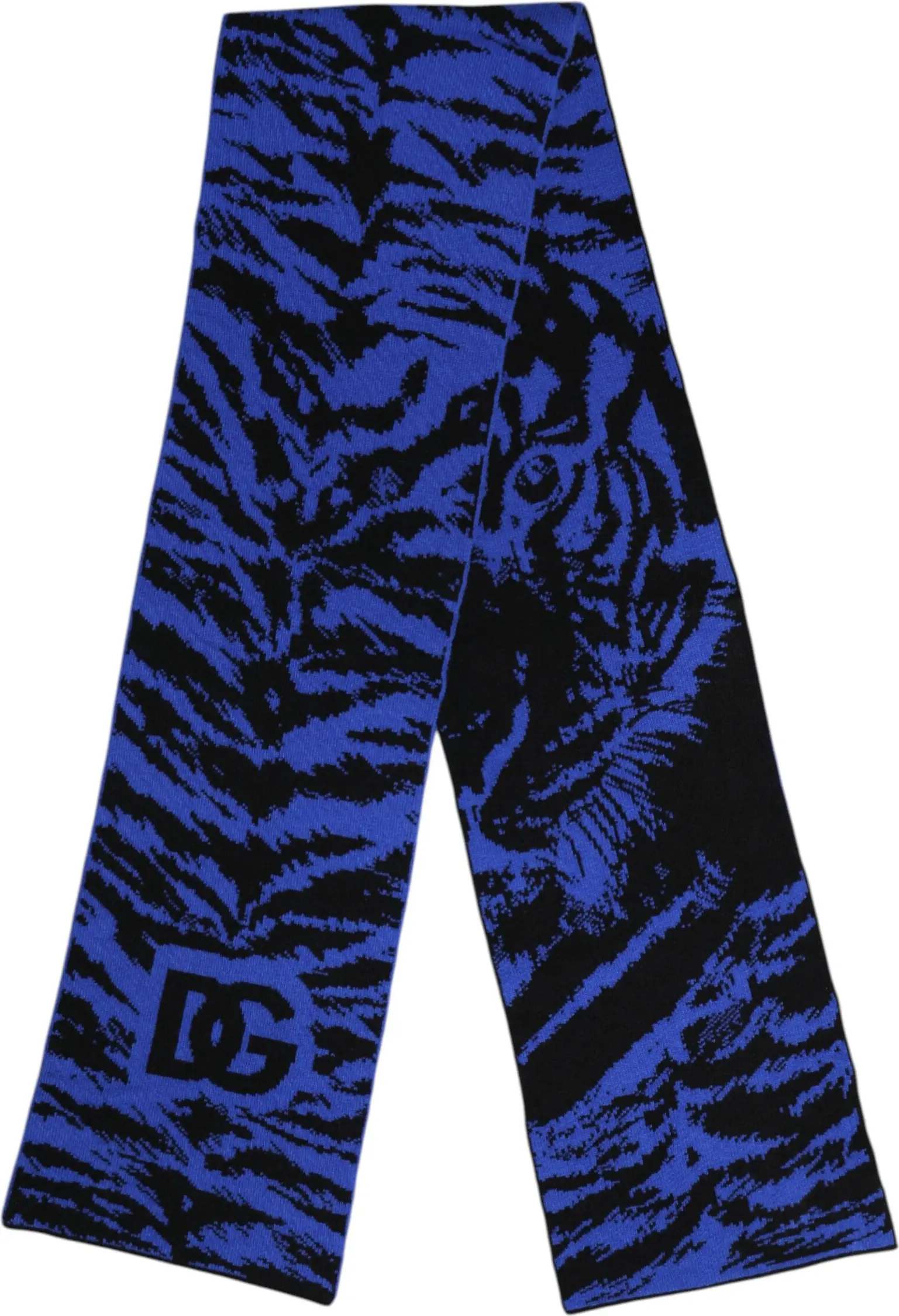 Scarf Dolce & Gabbana Blue Black Logo Neck Warmer Wrap Shawl