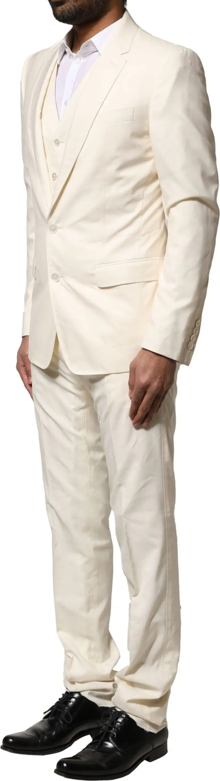 Ivory Wool 3 Piece Single Breasted Suit by Dolce & Gabbana
