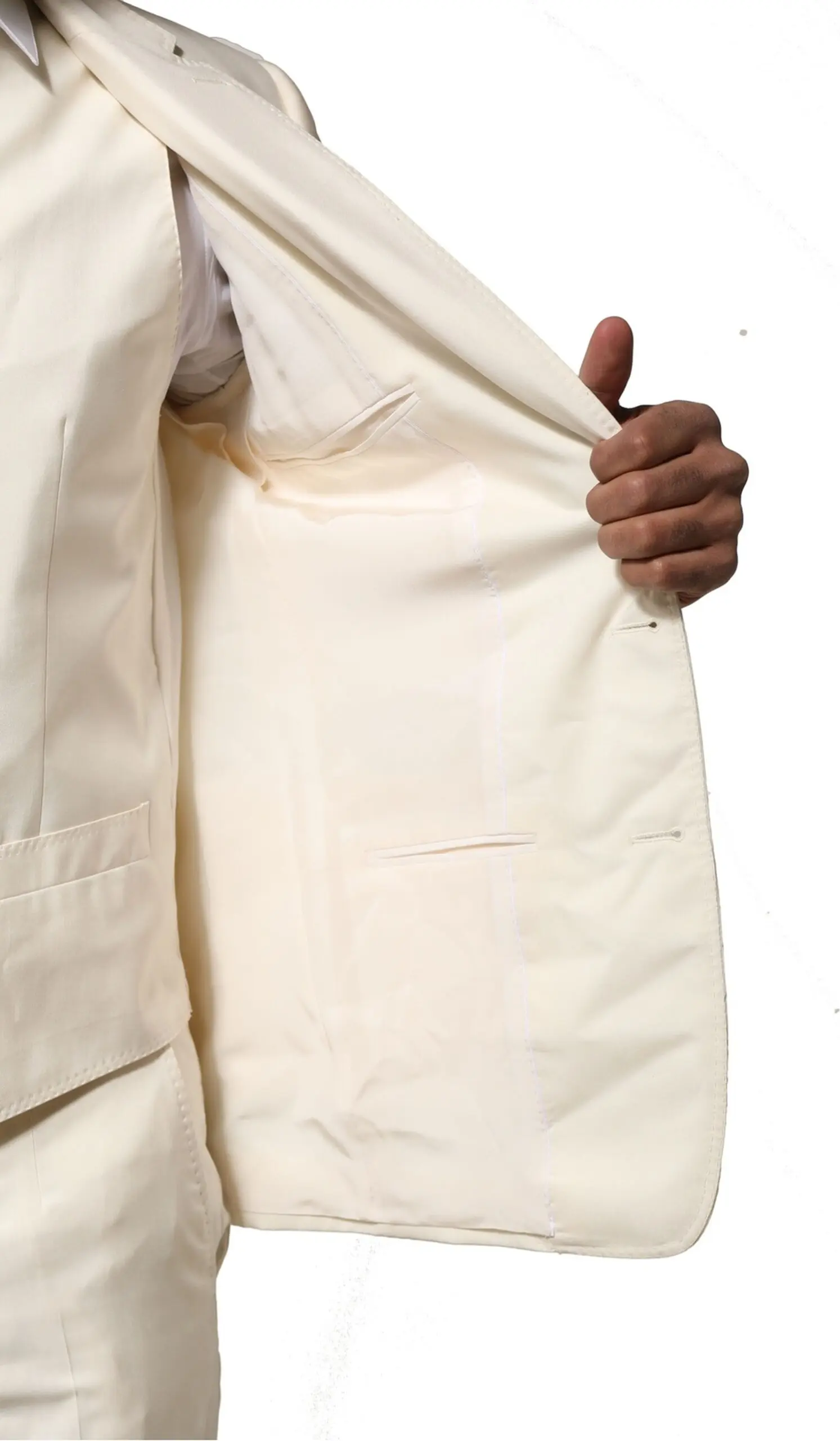 Ivory Wool 3 Piece Single Breasted Suit by Dolce & Gabbana
