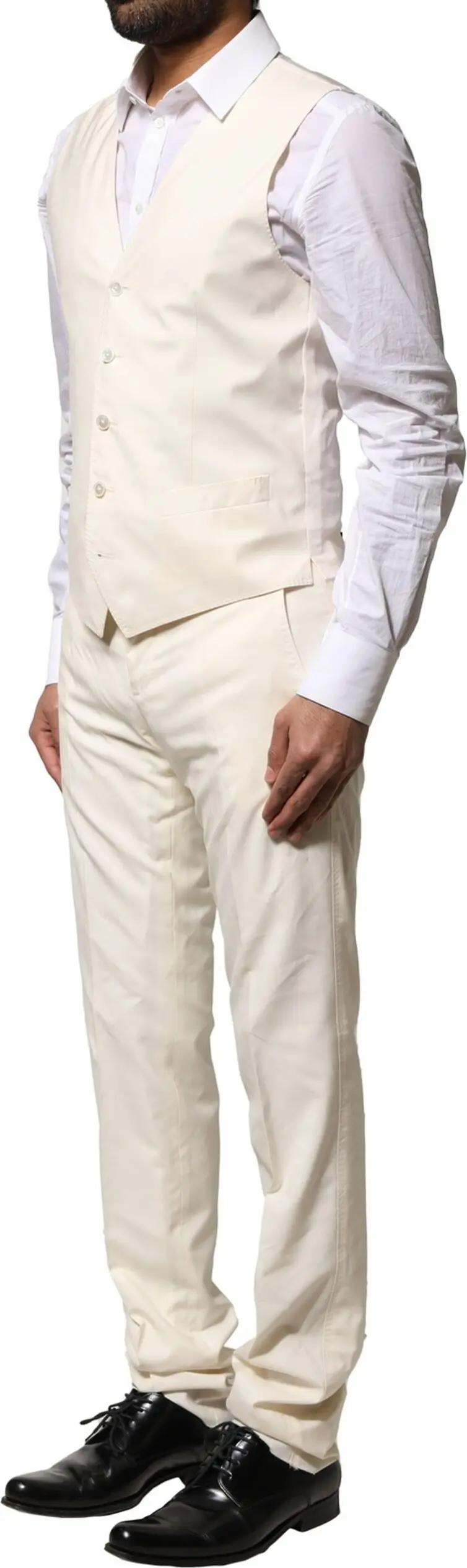 Ivory Wool 3 Piece Single Breasted Suit by Dolce & Gabbana