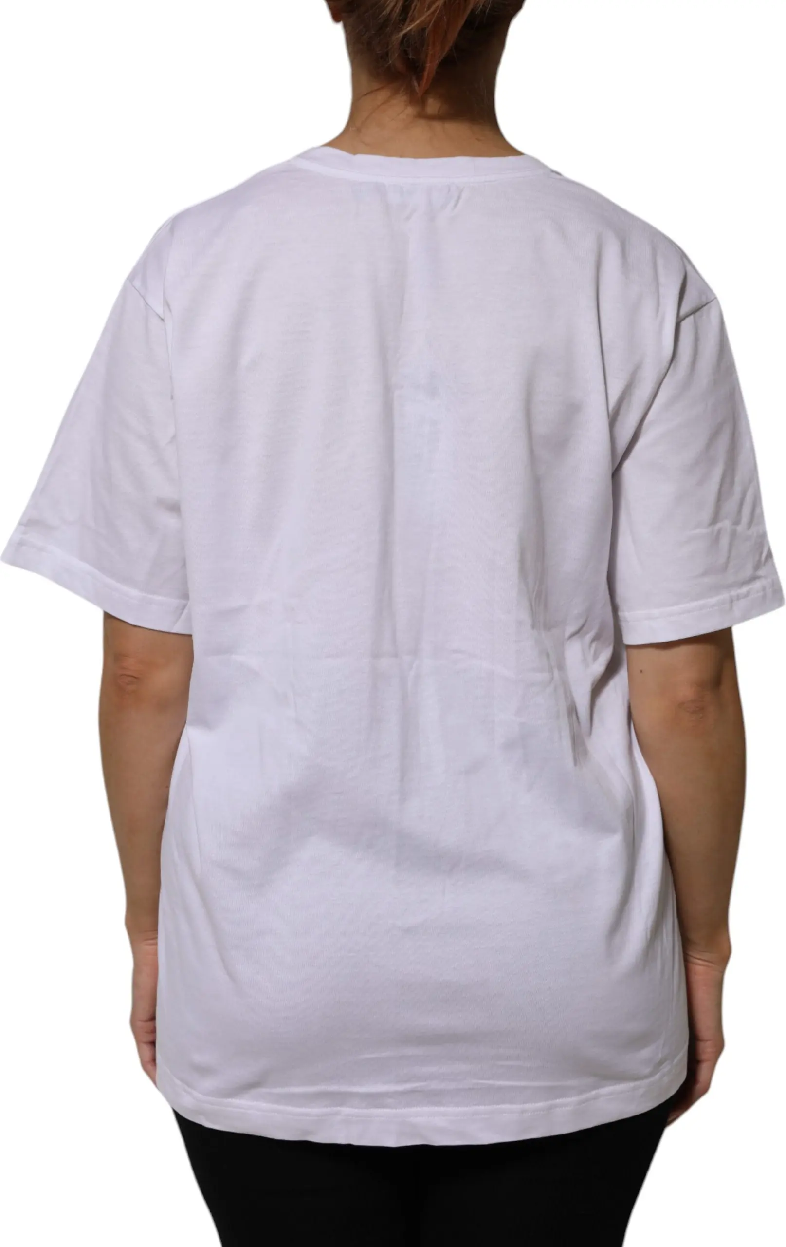 White Cotton Short Sleeves V-neck T-shirt Dolce & Gabbana
