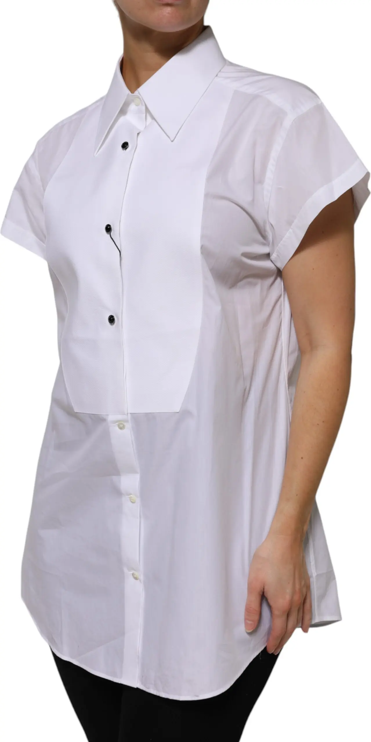White Cotton Short Sleeves Top Dolce & Gabbana
