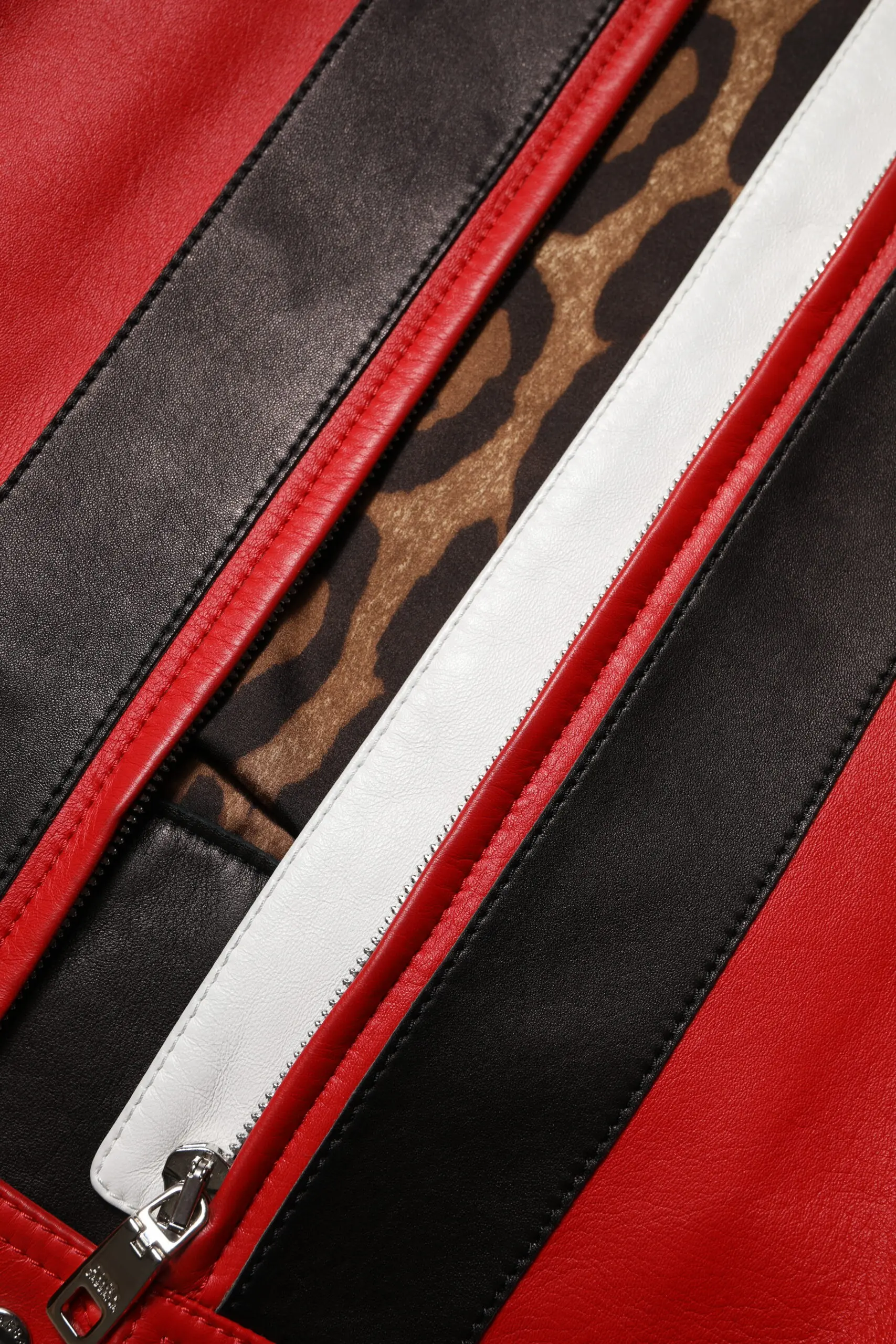 Oltin/ko'k rangli Charm Leather Mototsiklchi Kurtkasi Dolce & Gabbana
