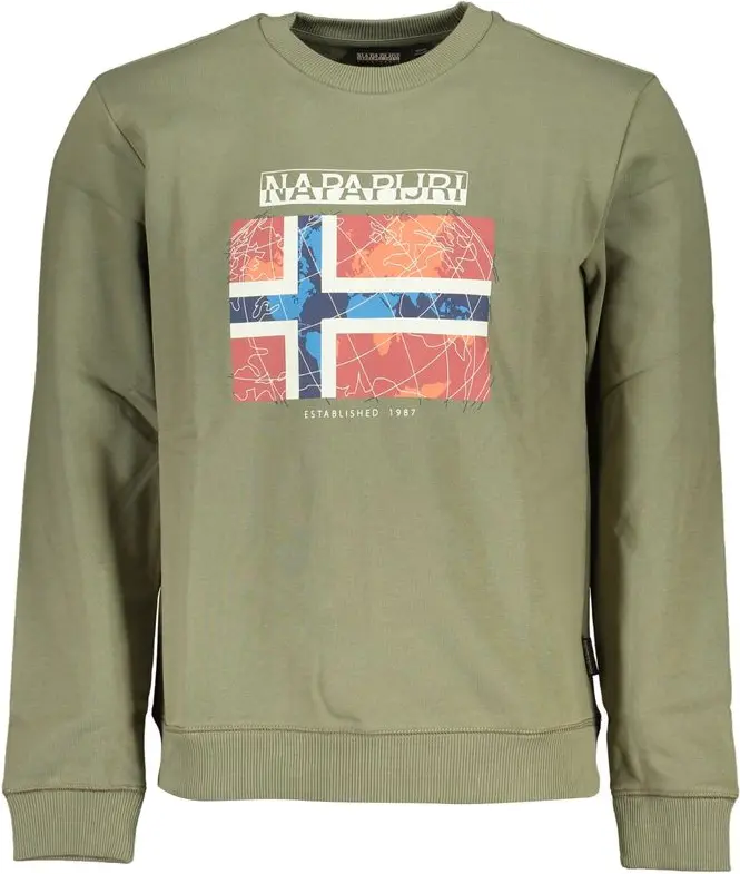 Green Cotton Men Sweater Sweatshirt