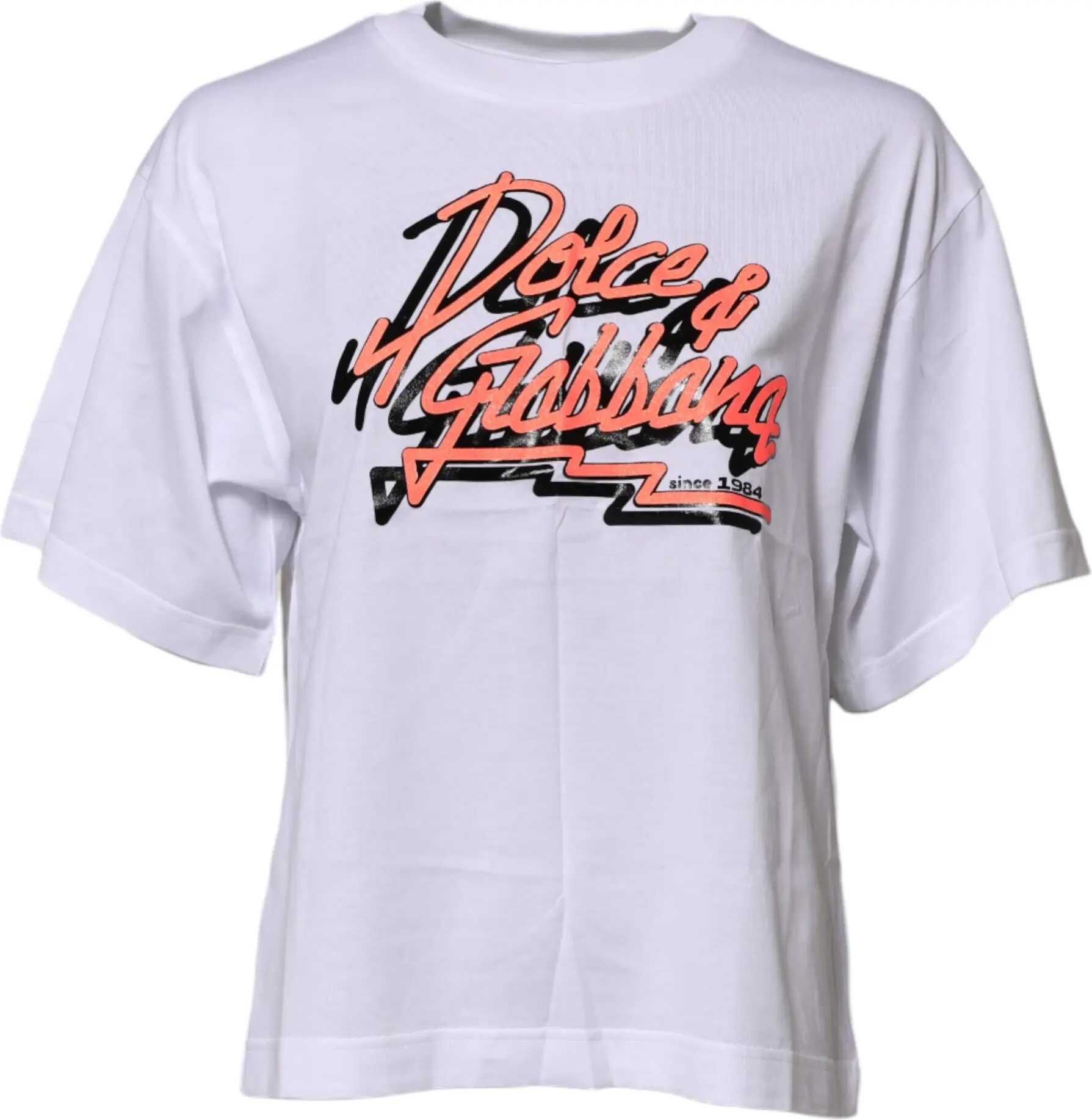 White Cotton Graphic Print Crew Neck T-shirt Dolce & Gabbana