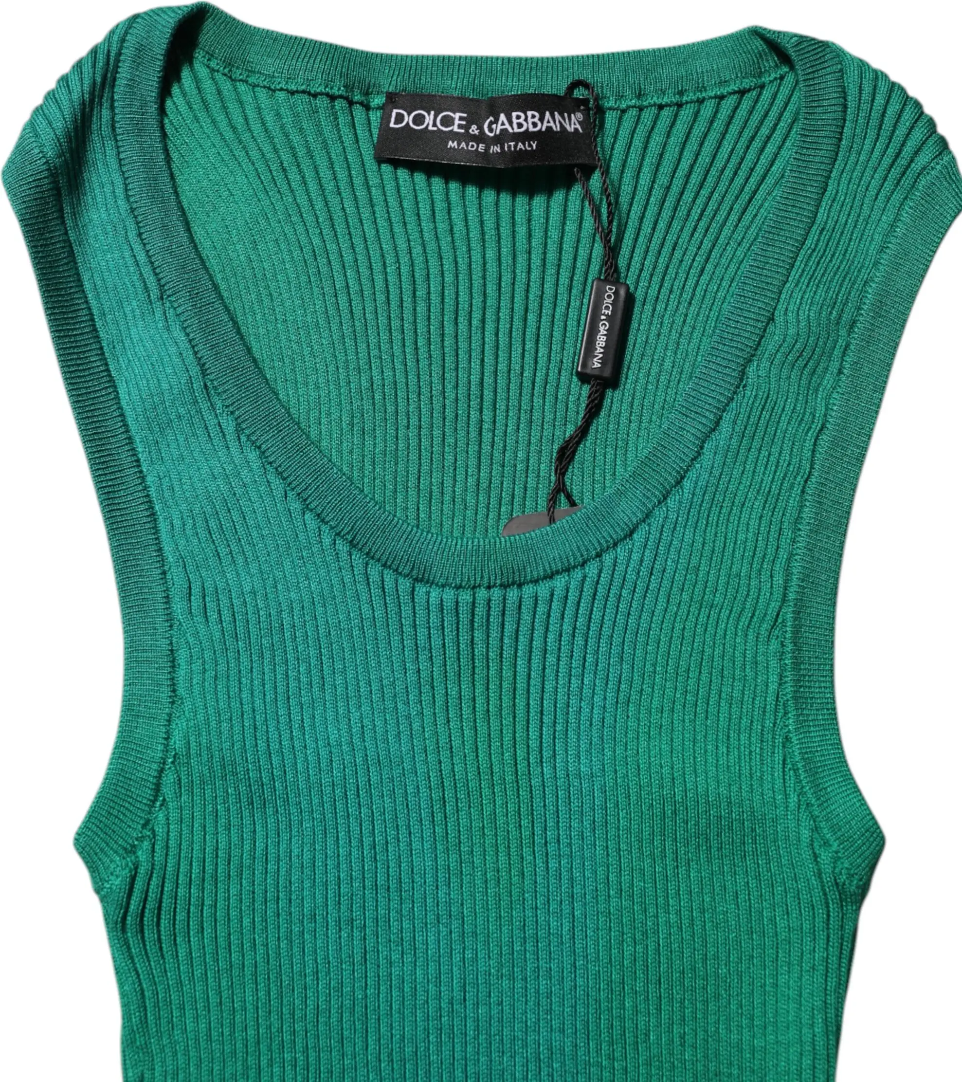 Dolce & Gabbana Yashil ipak beden ko'ylak, yumaloq bo'yinli