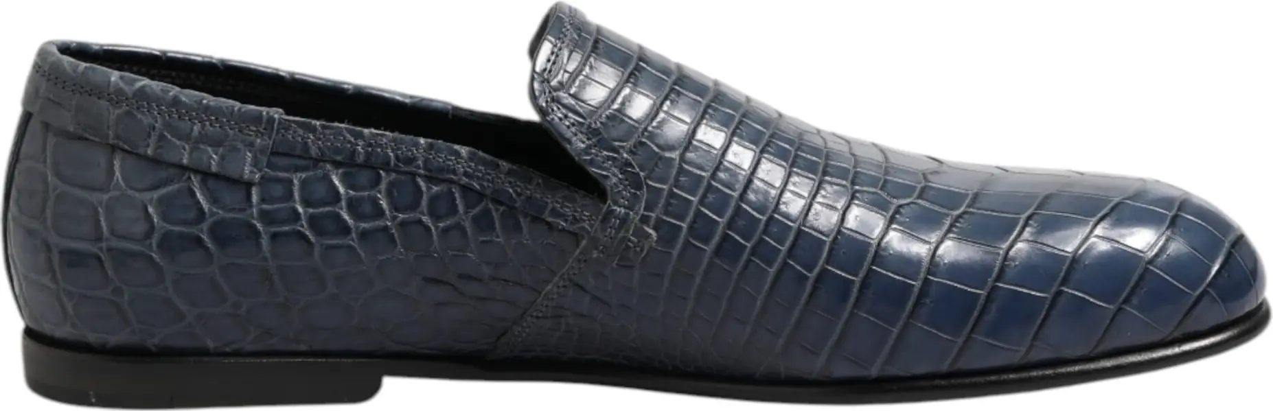 Blue Exotic Leather Slip On Loafers Dolce & Gabbana