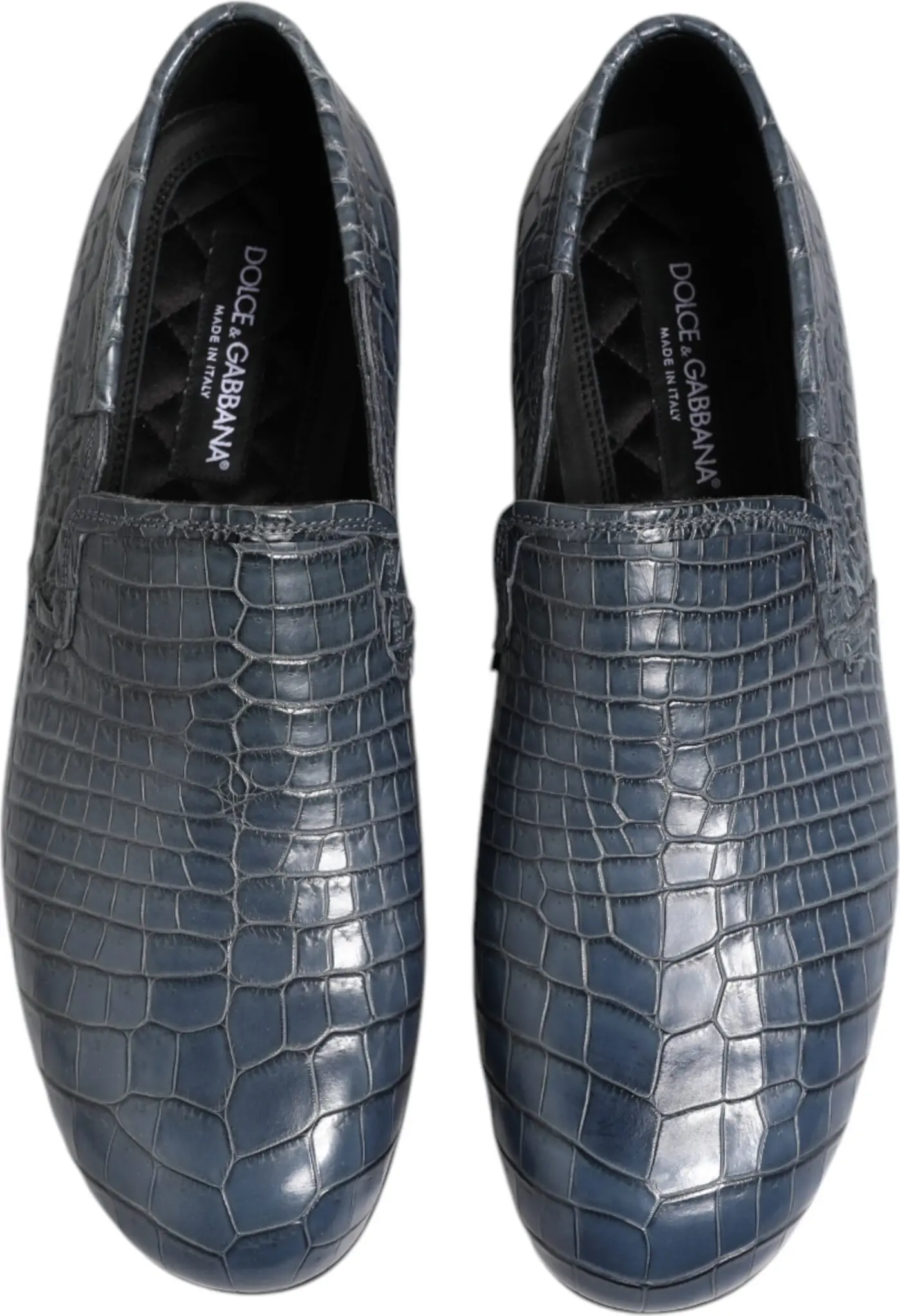 Blue Exotic Leather Slip On Loafers Dolce & Gabbana