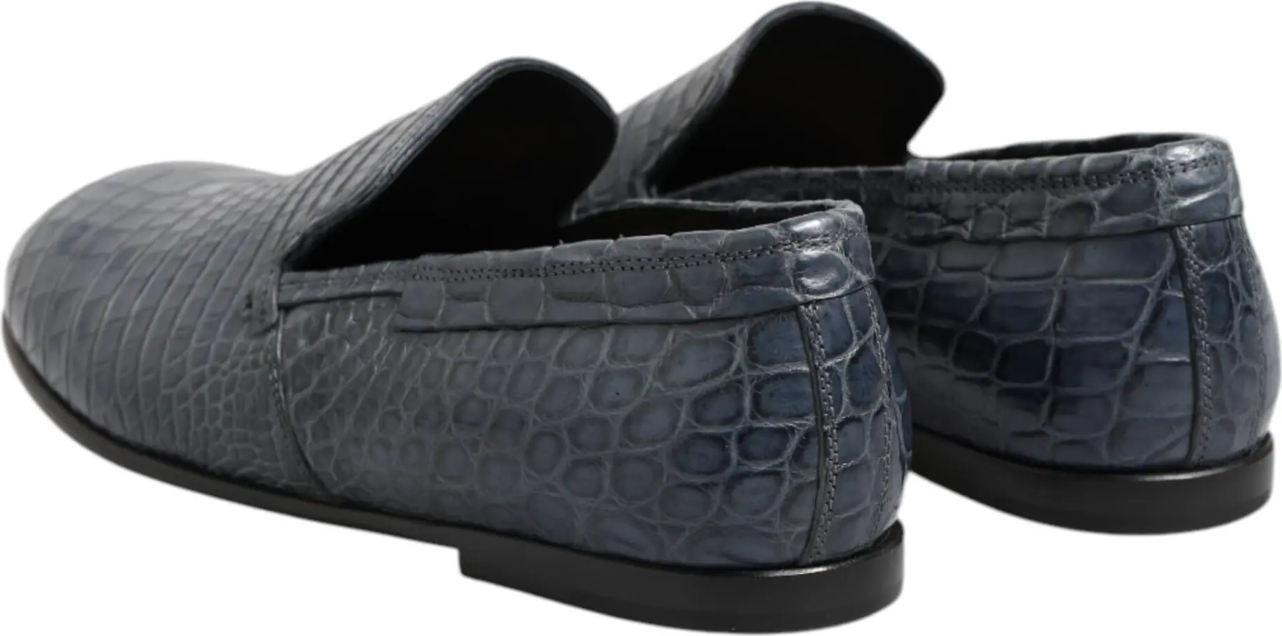 Blue Exotic Leather Slip On Loafers Dolce & Gabbana