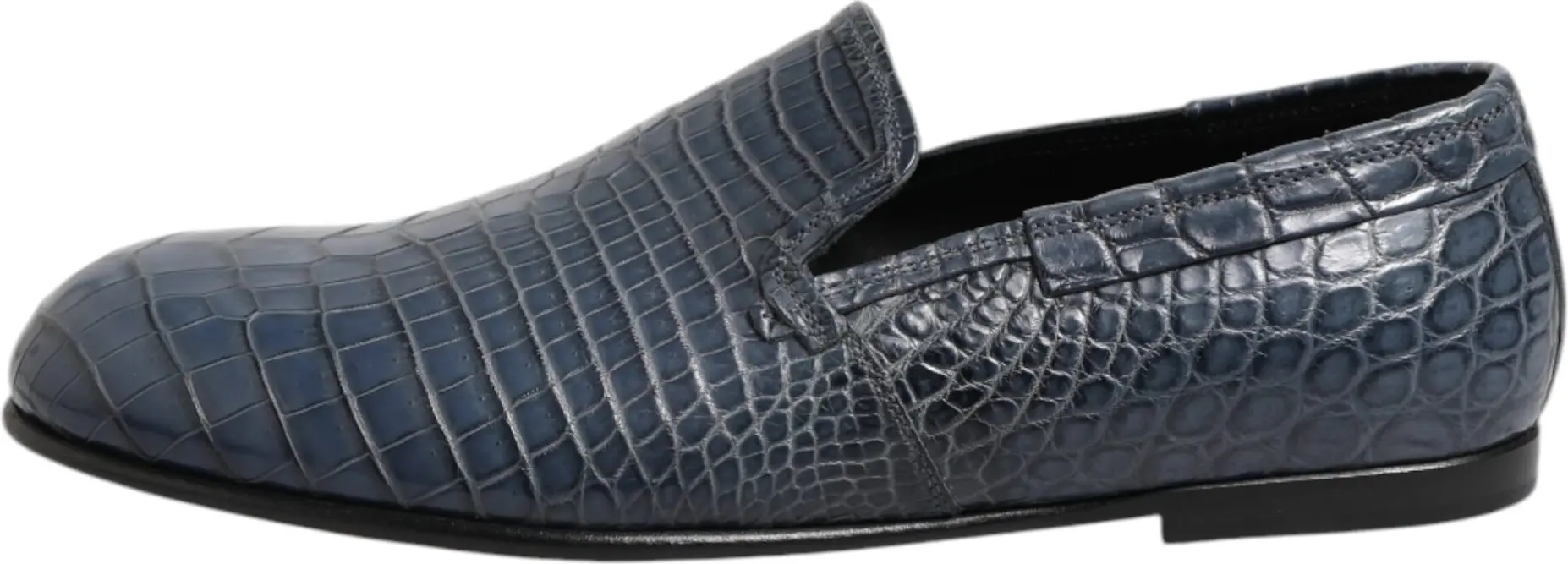 Blue Exotic Leather Slip On Loafers Dolce & Gabbana