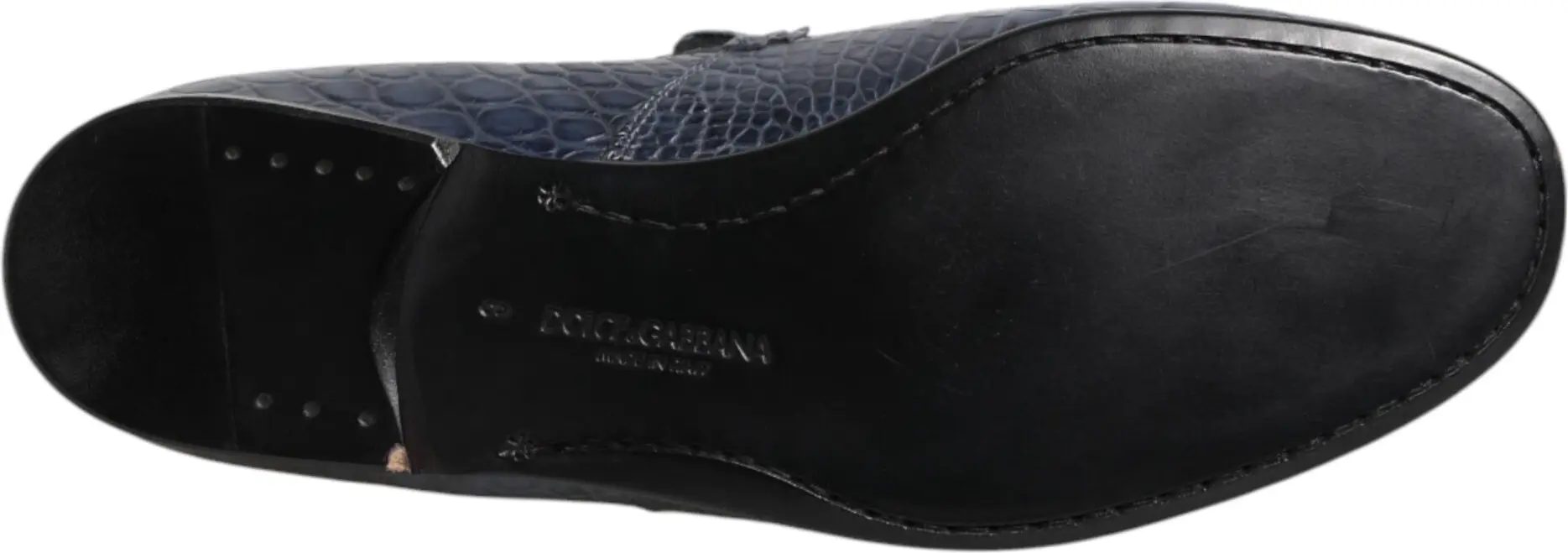 Blue Exotic Leather Slip On Loafers Dolce & Gabbana