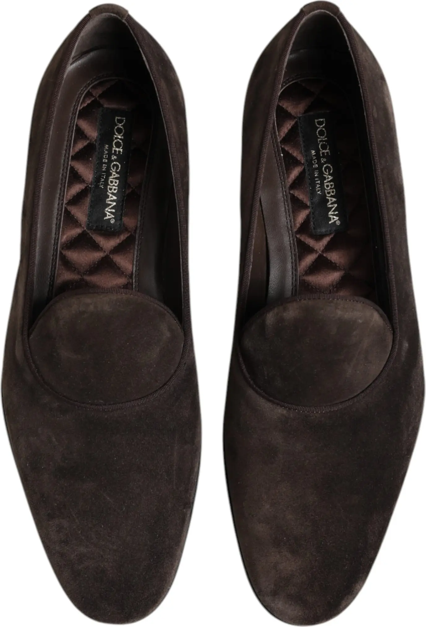 Brown Velvet Leather Loafers Shoes Dolce & Gabbana