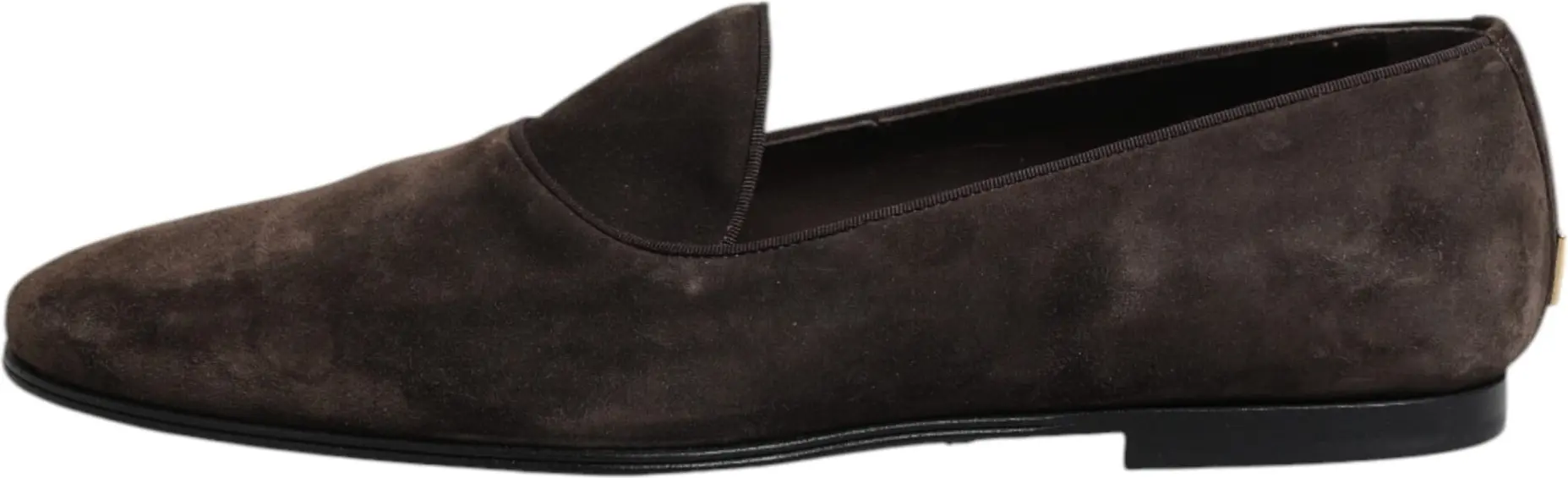 Brown Velvet Leather Loafers Shoes Dolce & Gabbana