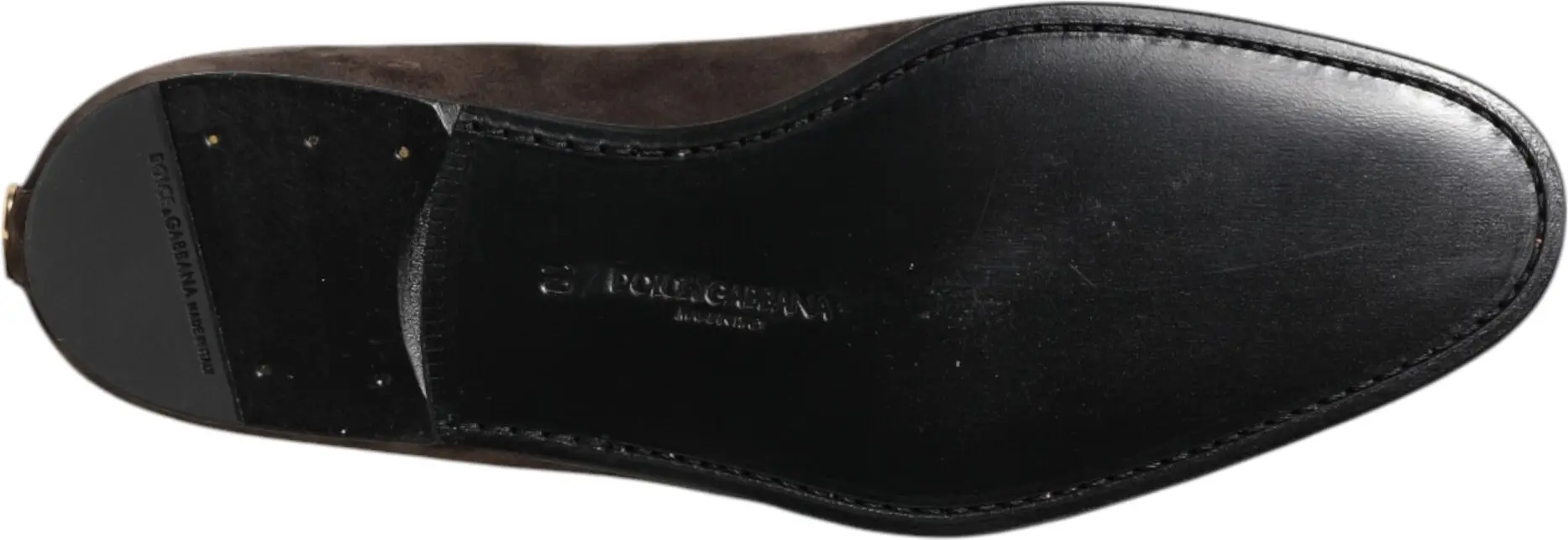 Brown Velvet Leather Loafers Shoes Dolce & Gabbana