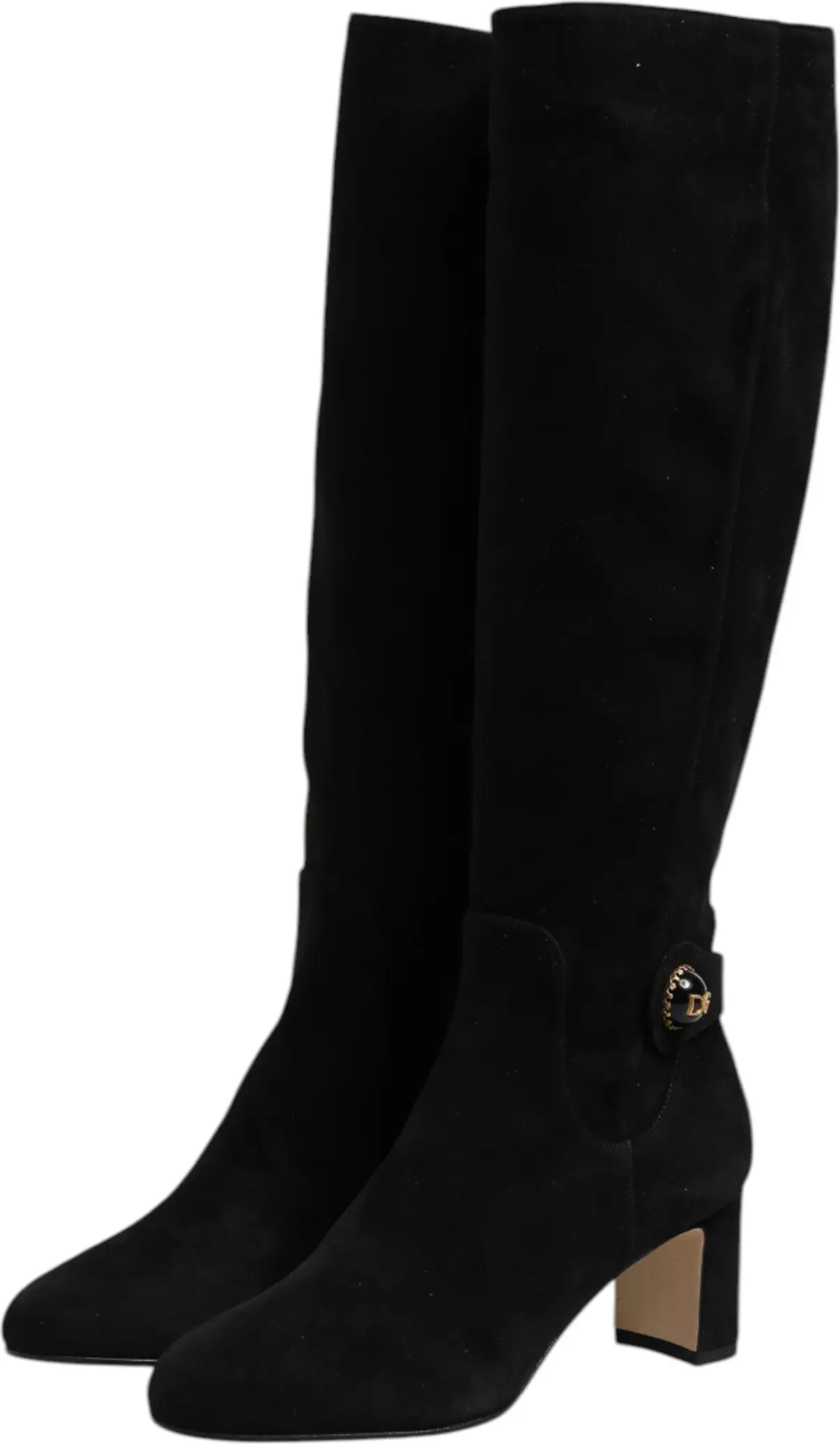 Black Suede Leather Knee High Boots Shoes Dolce & Gabbana