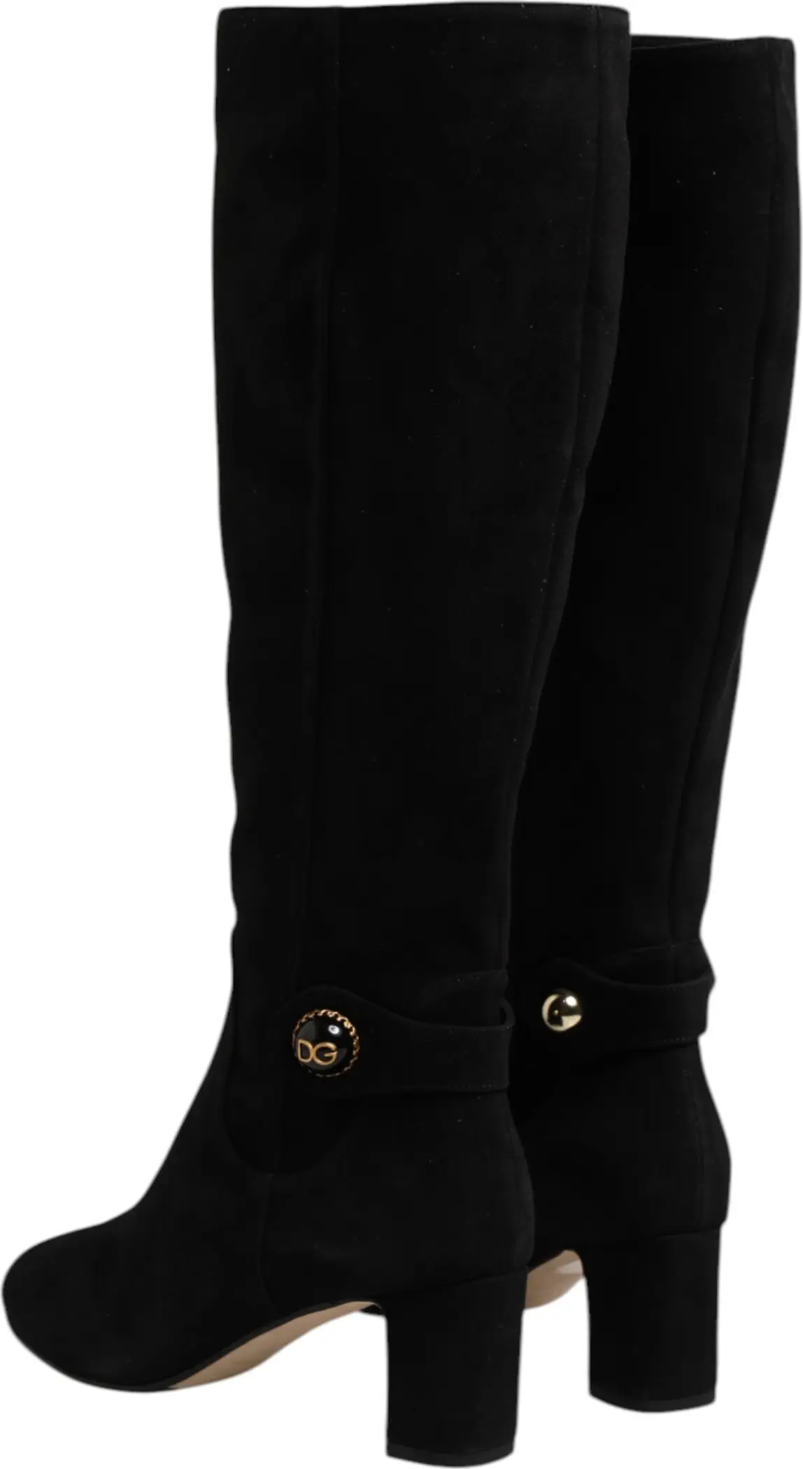 Black Suede Leather Knee High Boots Shoes Dolce & Gabbana
