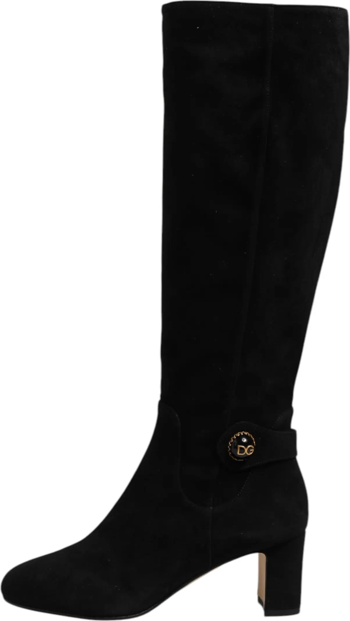 Black Suede Leather Knee High Boots Shoes Dolce & Gabbana