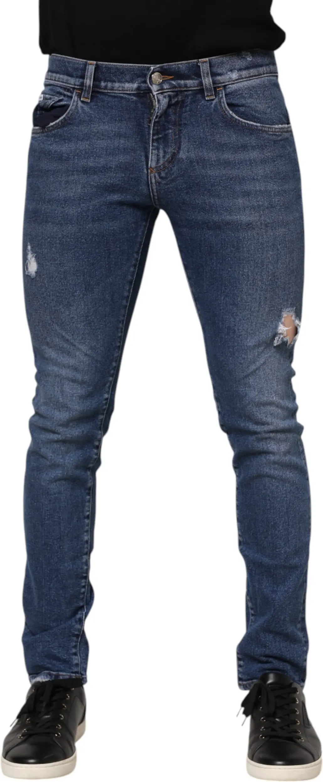 Синие джинсы скинни Dolce & Gabbana с логотипом