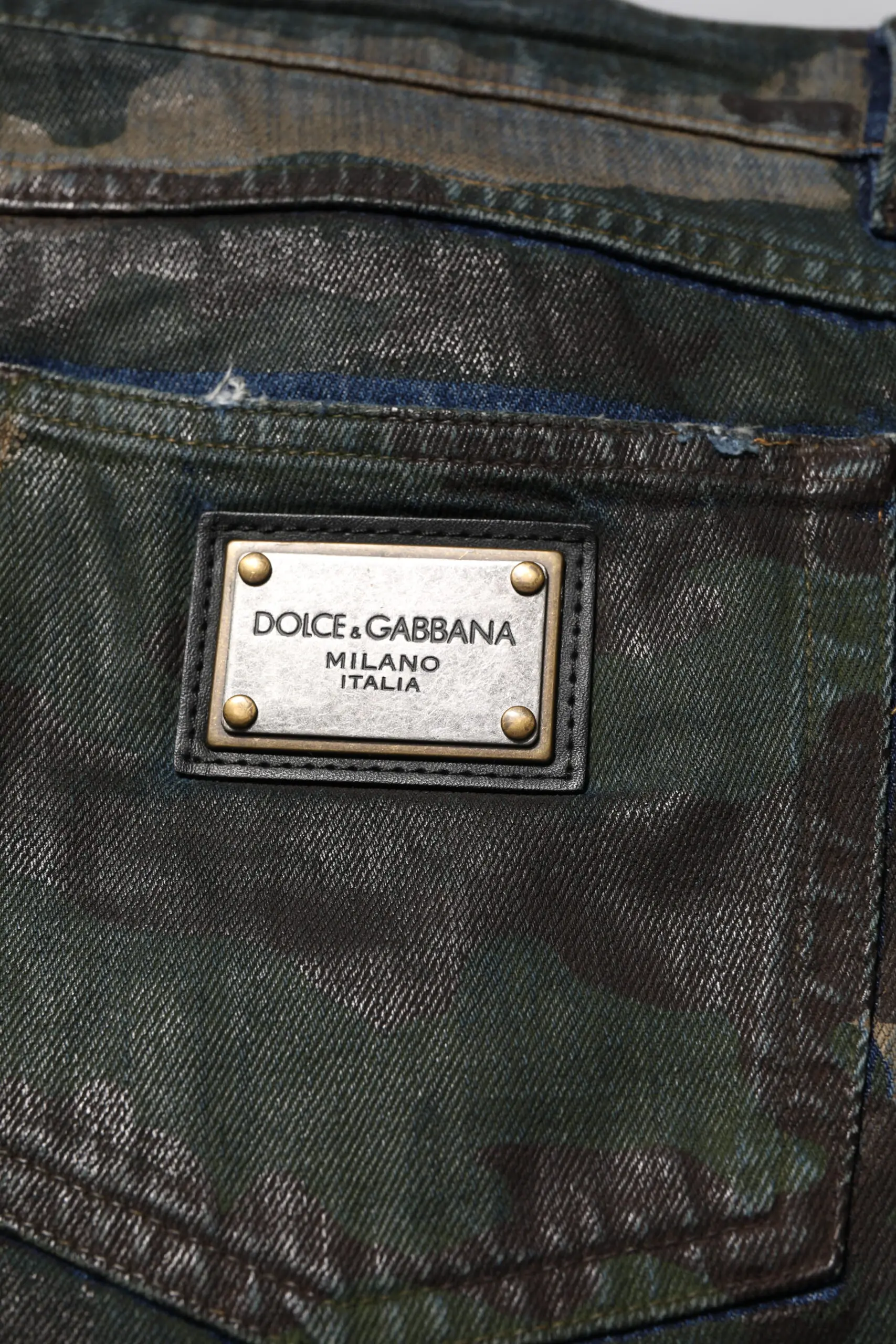 Синие джинсы Dolce & Gabbana из хлопка с камуфляжным принтом