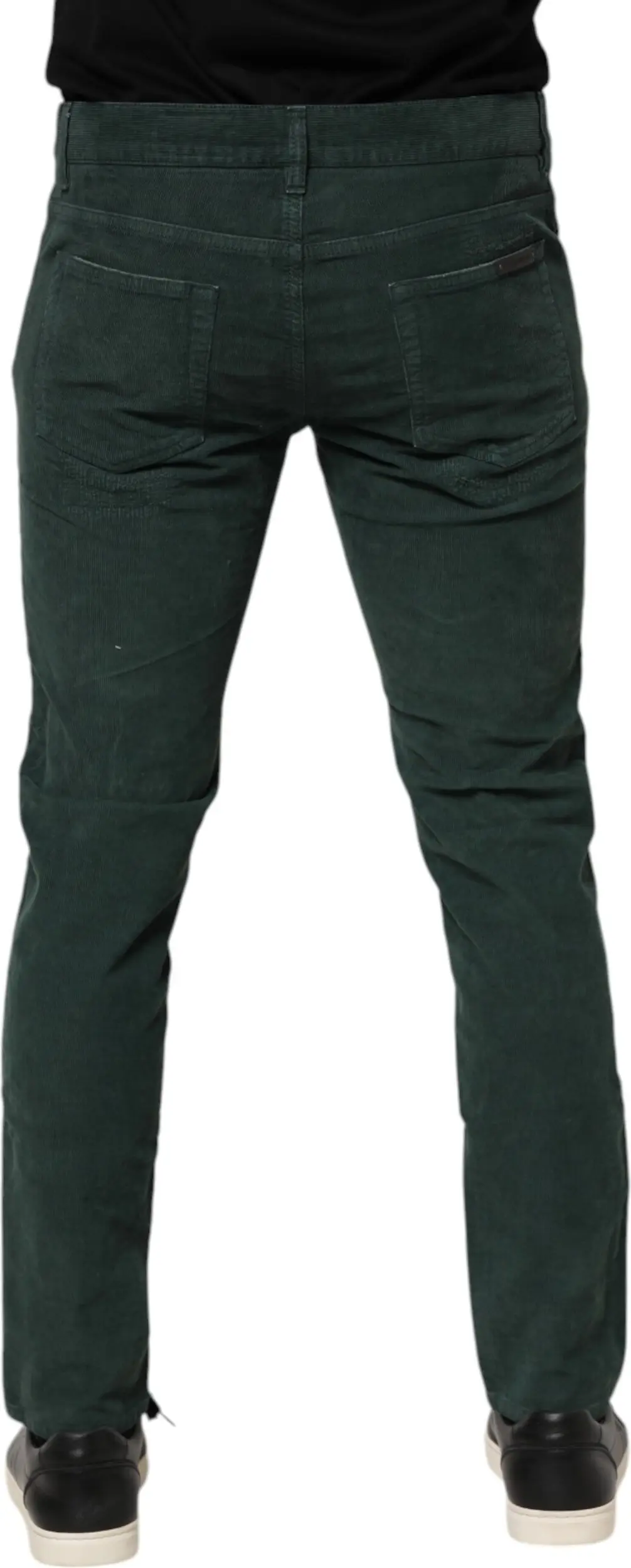 Green Cotton Corduroy Skinny Pants