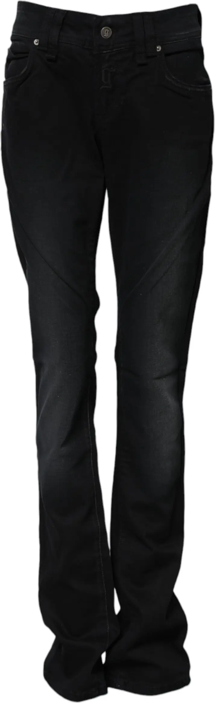 John Galliano Black Cotton Mid Waist Tapered Denim Jeans