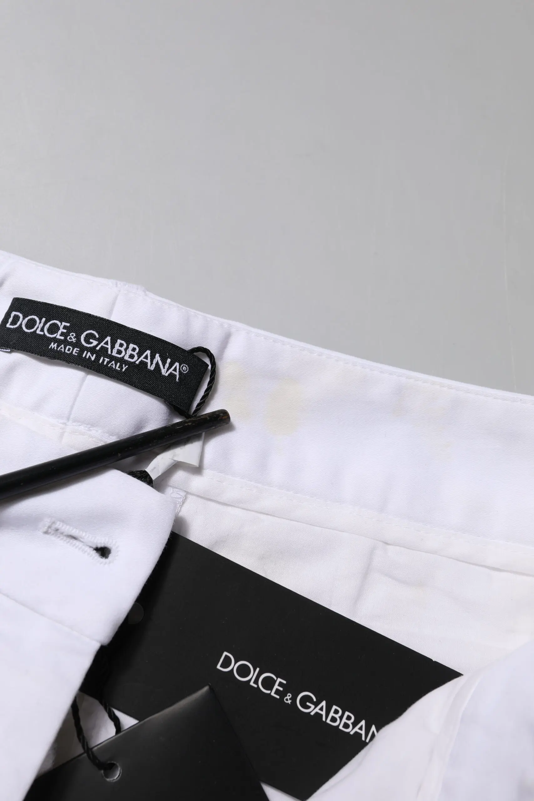Джинсы с высокой талией из белого хлопка с эластаном от Dolce & Gabbana