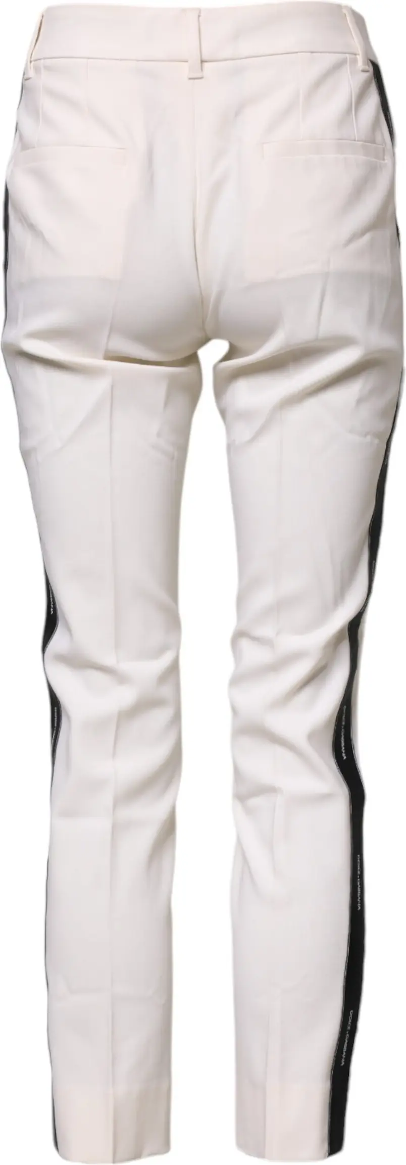 White Wool Tapered High Waist Pants Dolce & Gabbana
