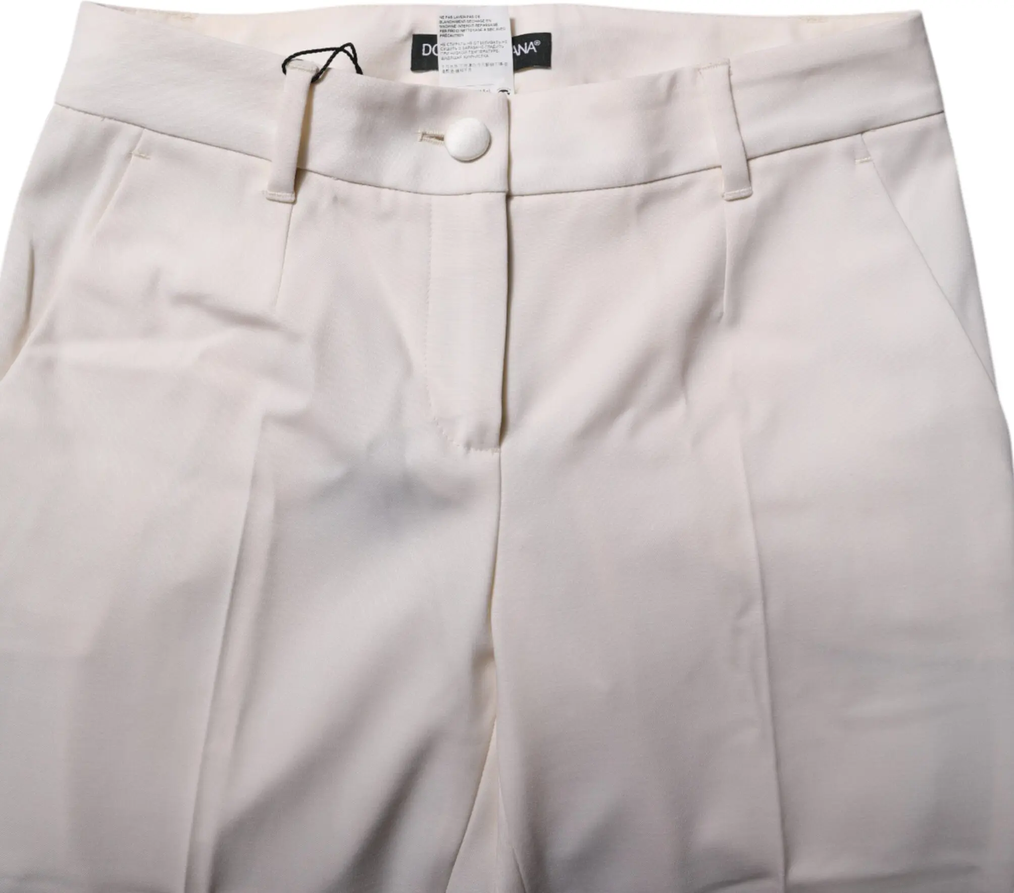 White Wool Tapered High Waist Pants Dolce & Gabbana