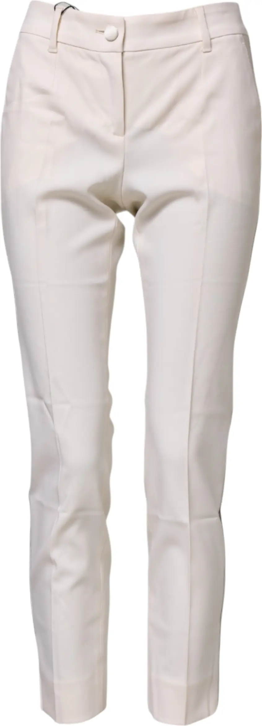 White Wool Tapered High Waist Pants Dolce & Gabbana