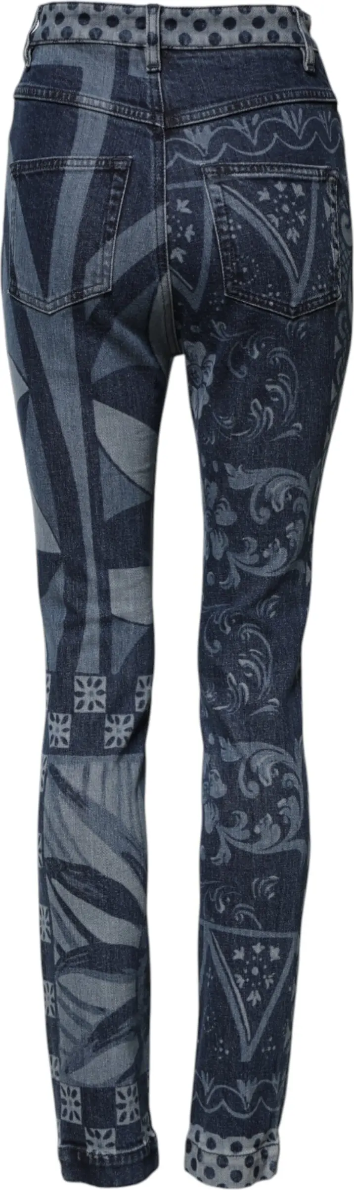 Blue Graphic Print Cotton Skinny Denim Jeans Dolce & Gabbana