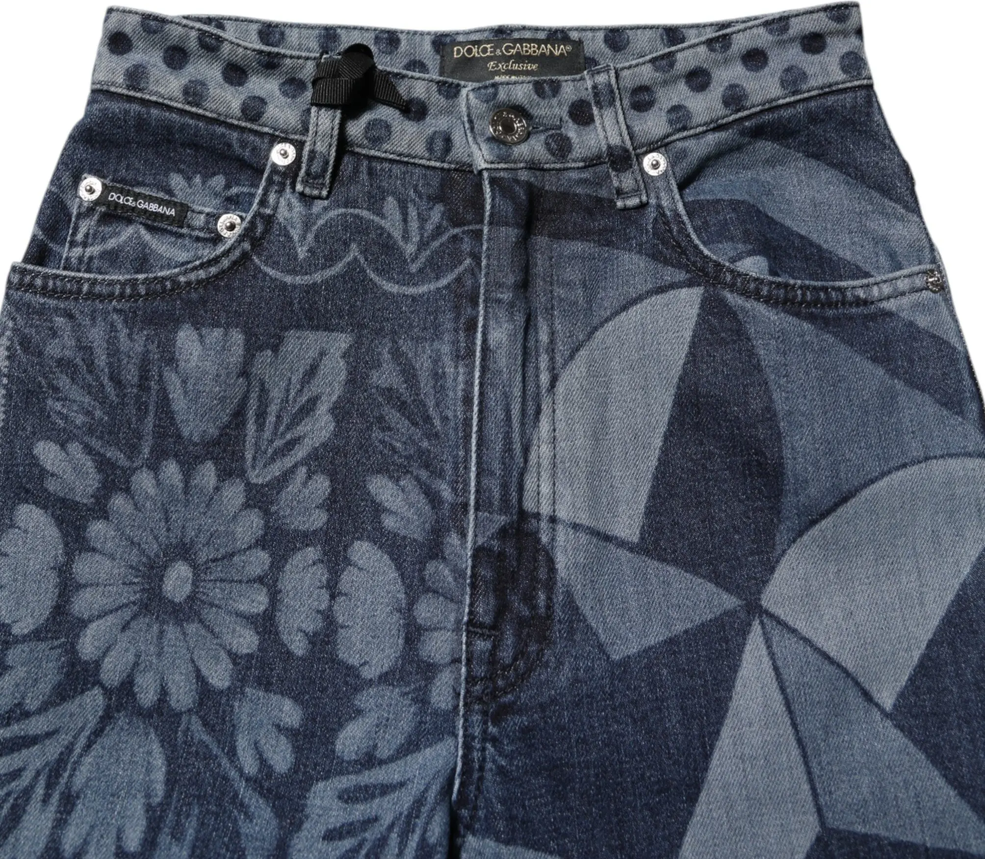 Blue Graphic Print Cotton Skinny Denim Jeans Dolce & Gabbana