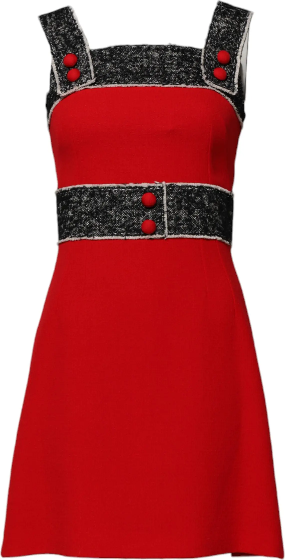 Dolce & Gabbana'dan Qizil Jun Printsiz Mini Ko'ylak