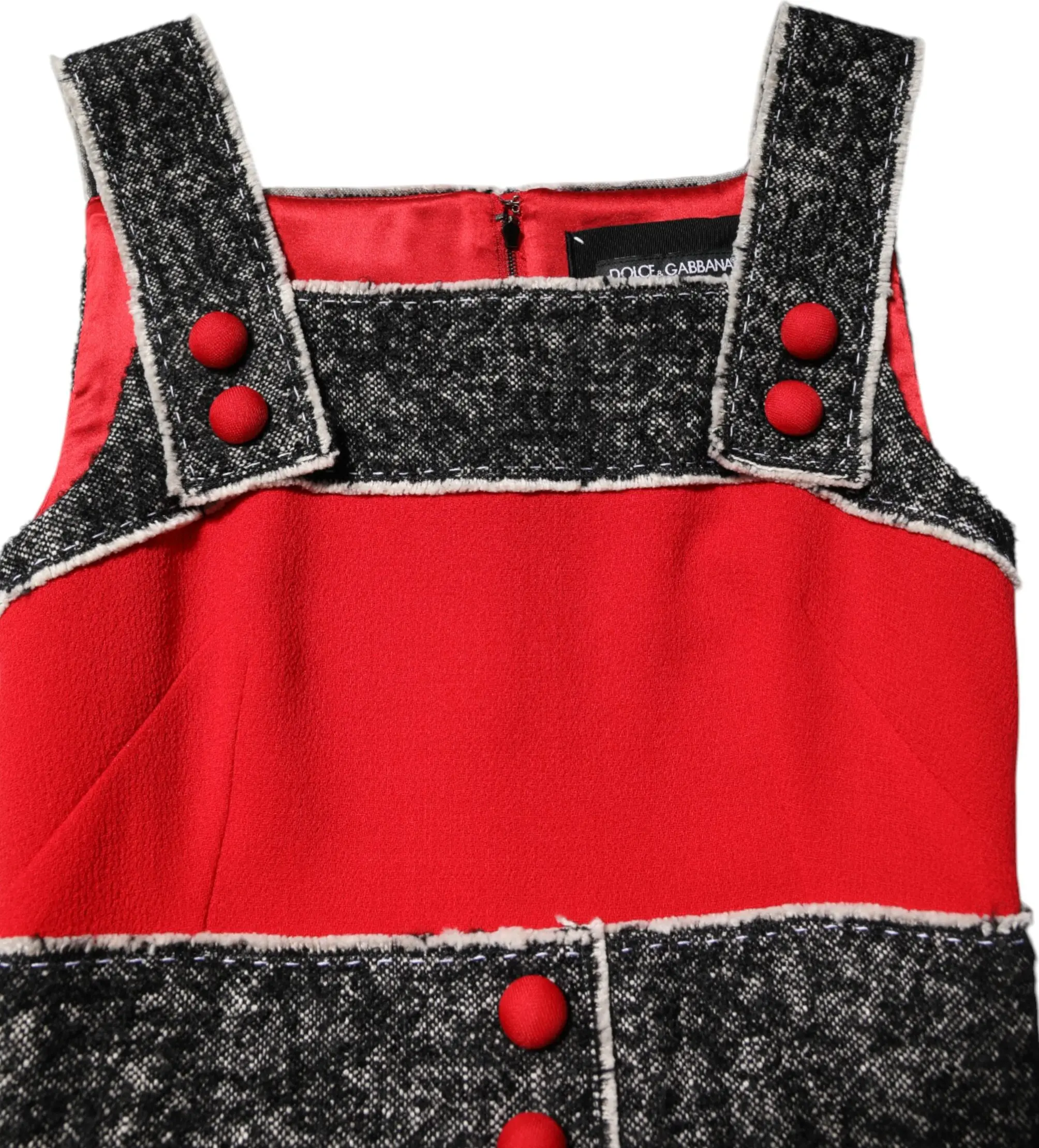 Dolce & Gabbana'dan Qizil Jun Printsiz Mini Ko'ylak