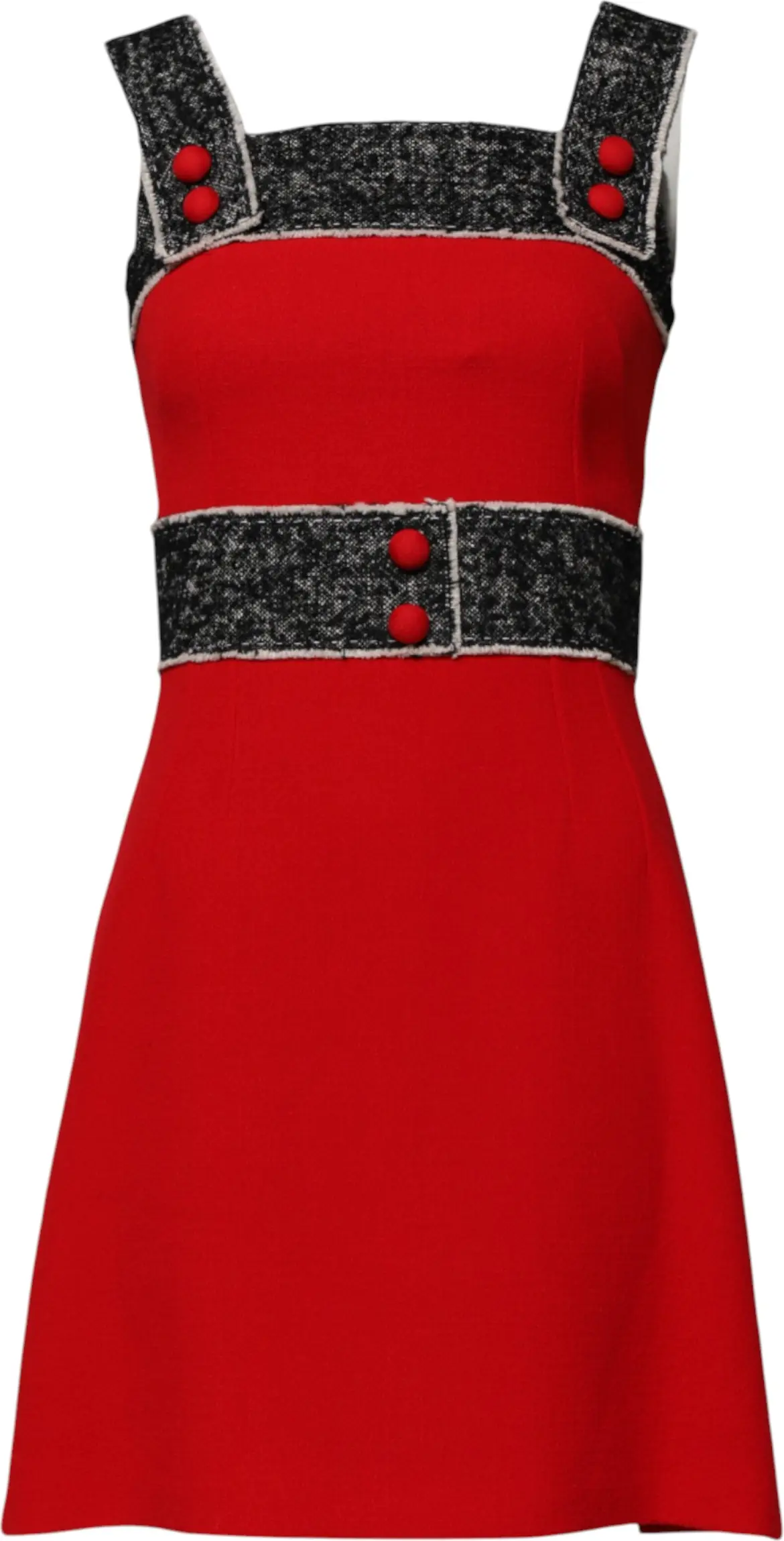 Dolce & Gabbana'dan Qizil Jun Printsiz Mini Ko'ylak