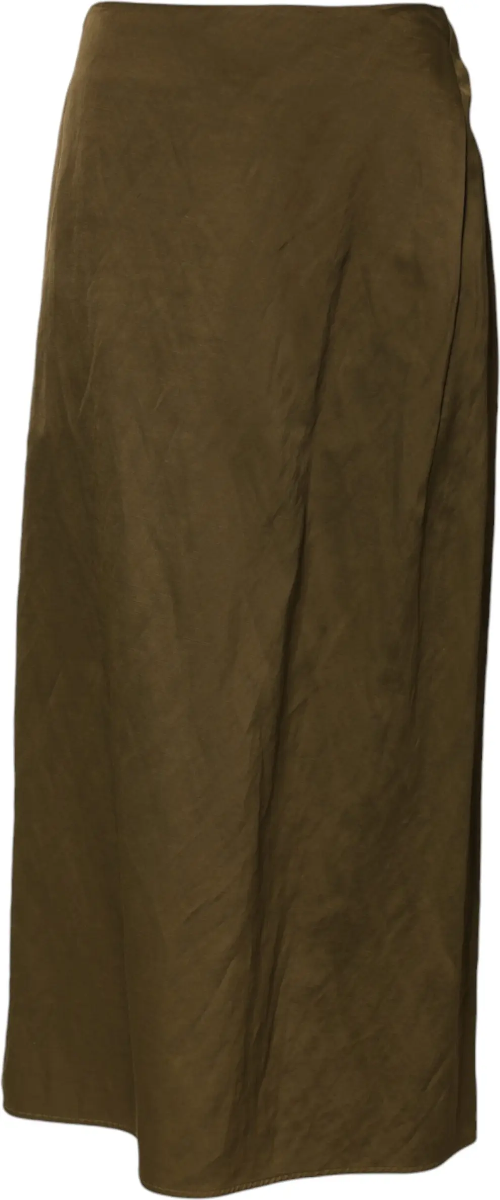Olive Green Viscose A-line High Waist Midi Skirt Jil Sander