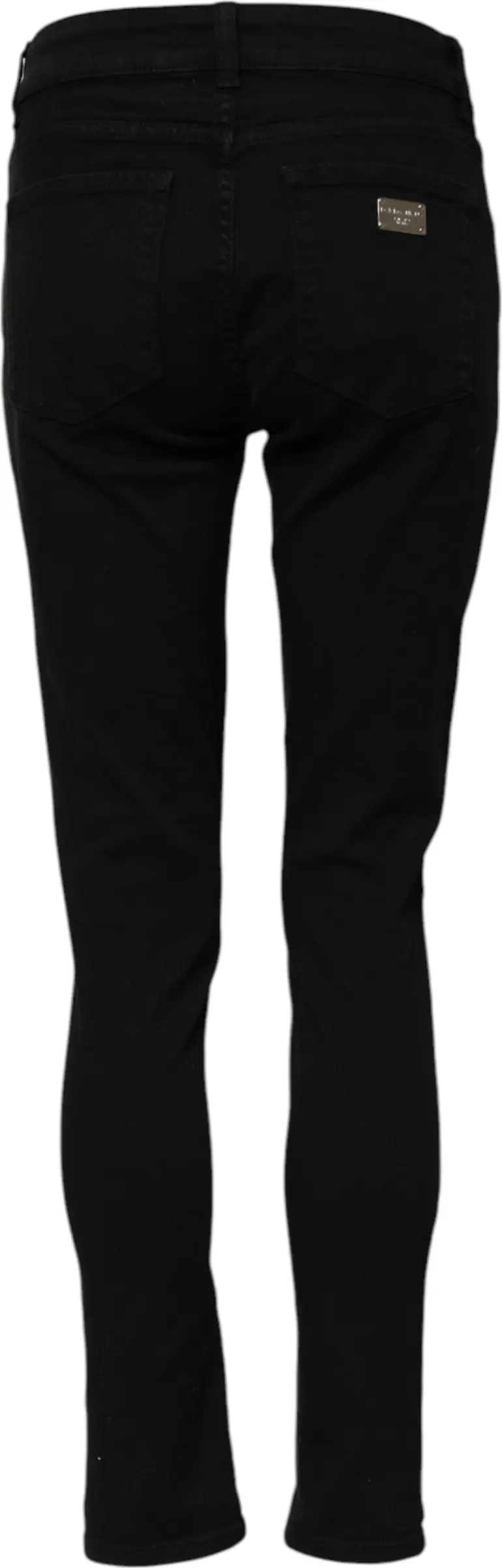Black Cotton Logo Skinny Mid Waist Denim Jeans