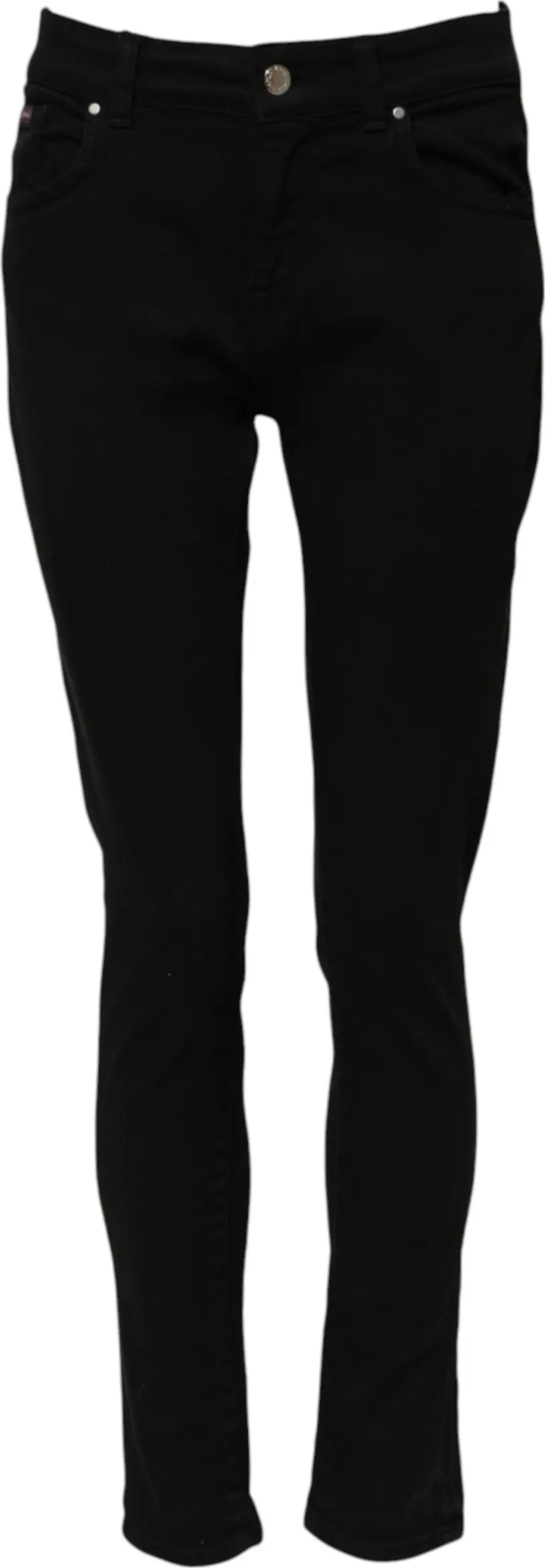 Black Cotton Logo Skinny Mid Waist Denim Jeans