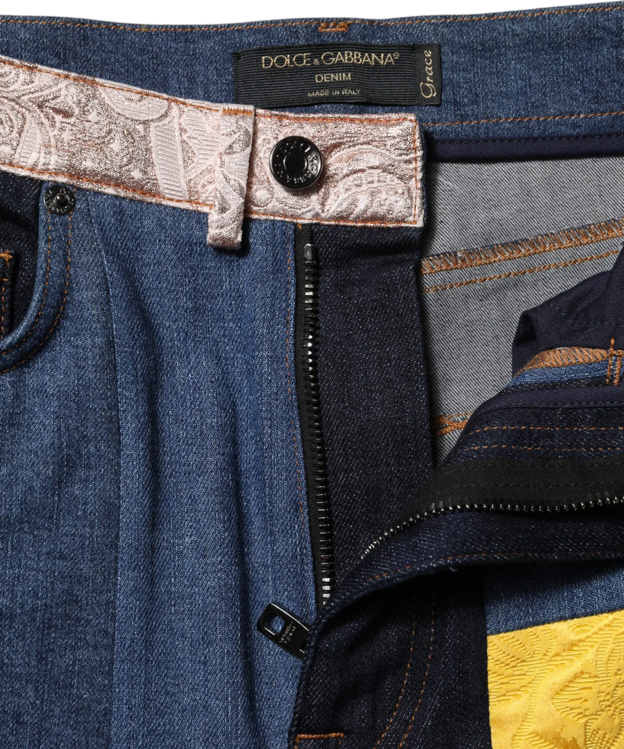 Dolce & Gabbana ko'p rangli yamama jinsi shimlari