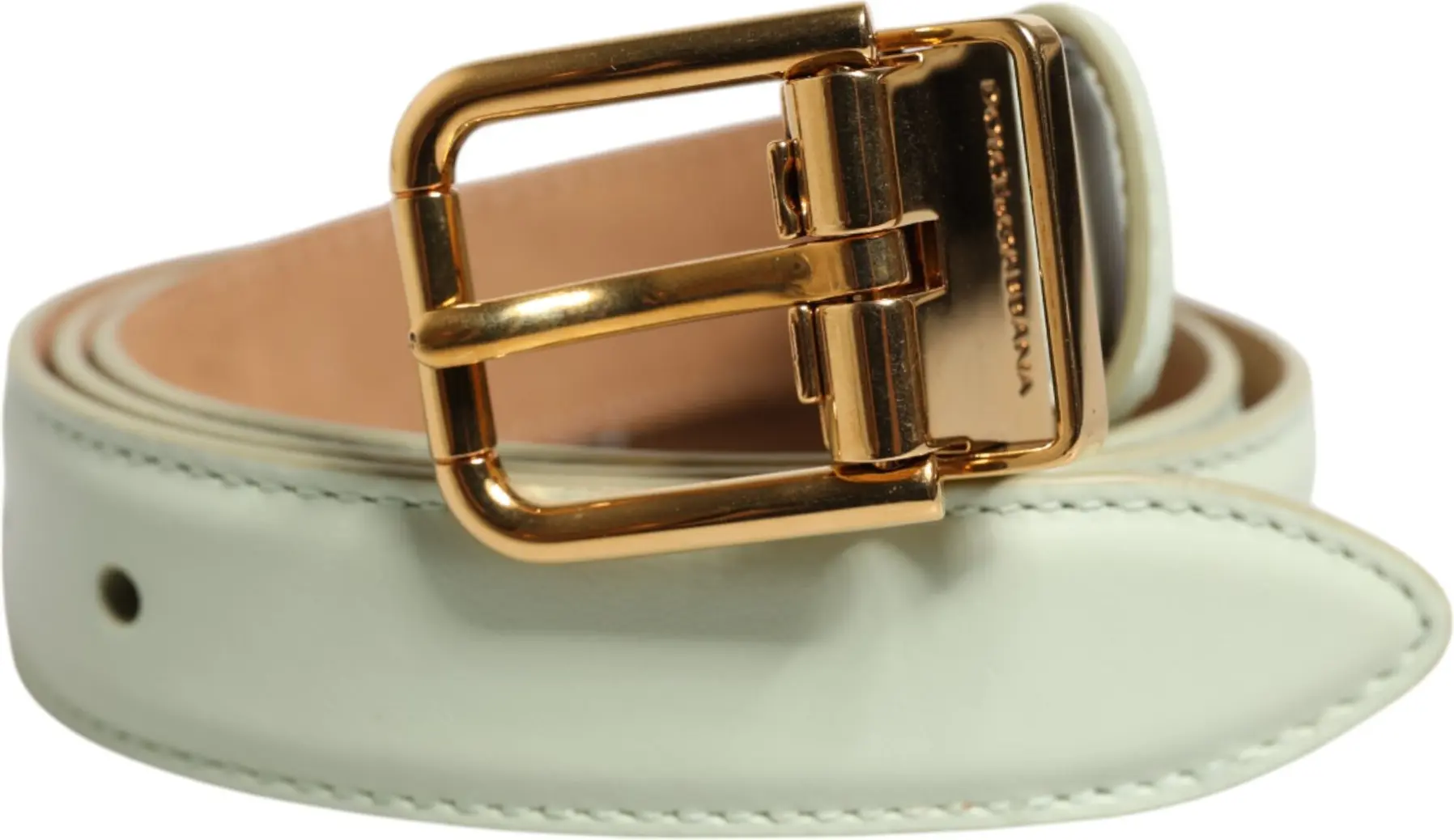 Belt Dolce & Gabbana Light Green Leather Gold Metal Buckle Belt